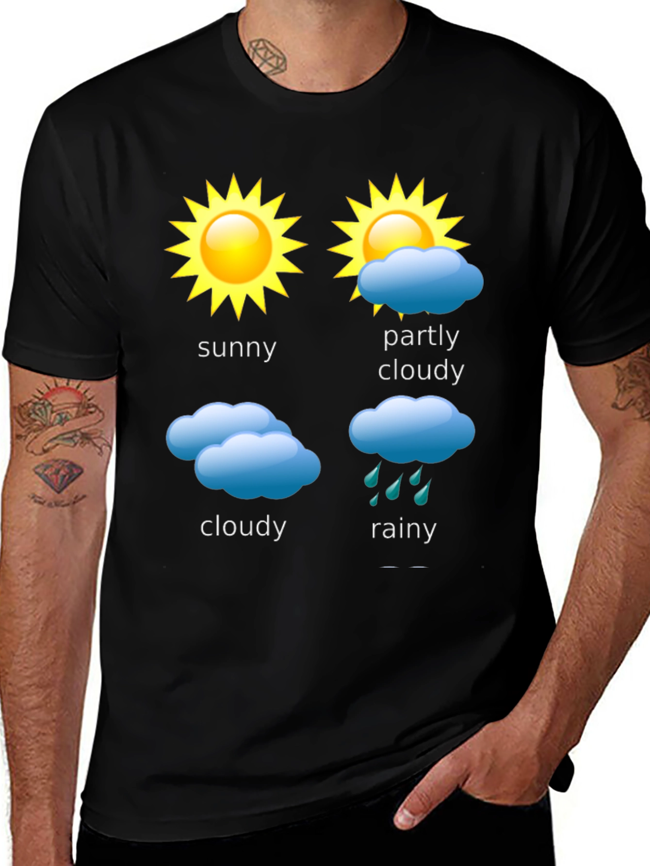 Variant 8 of Weather Forecast T-Shirt - Sunny, Cloudy, Rainy Day Design