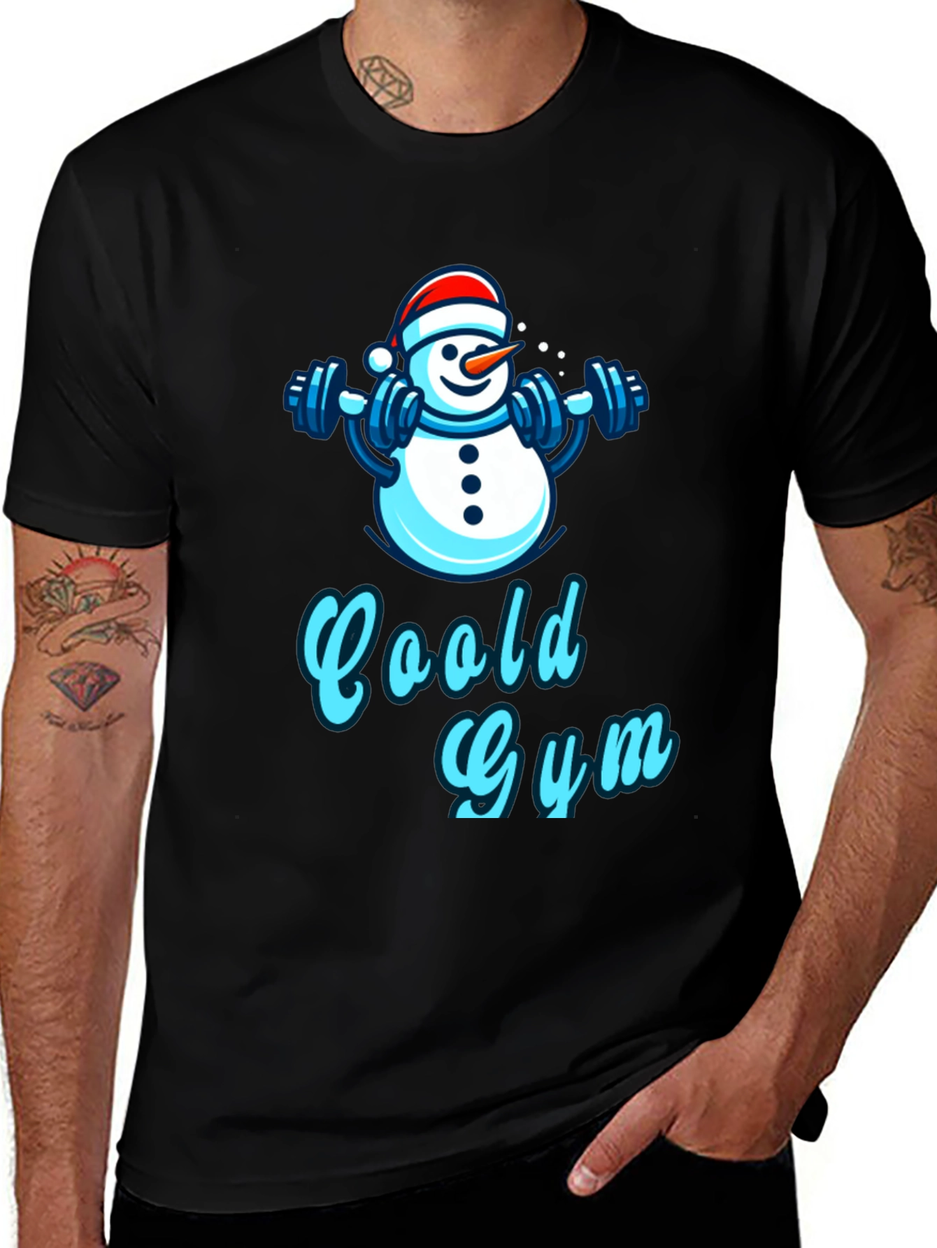 Variant 3 of Cool Gym Snowman Black T-Shirt
