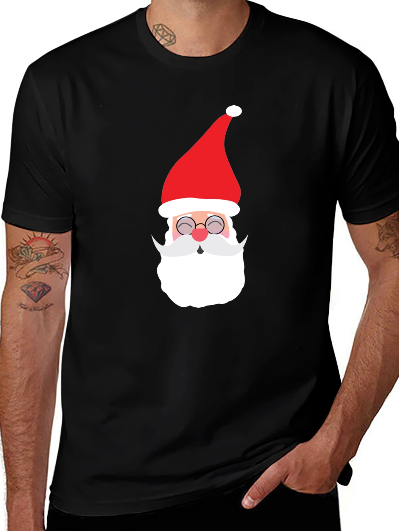 Festive Santa Graphic Tee - Holiday Cheer