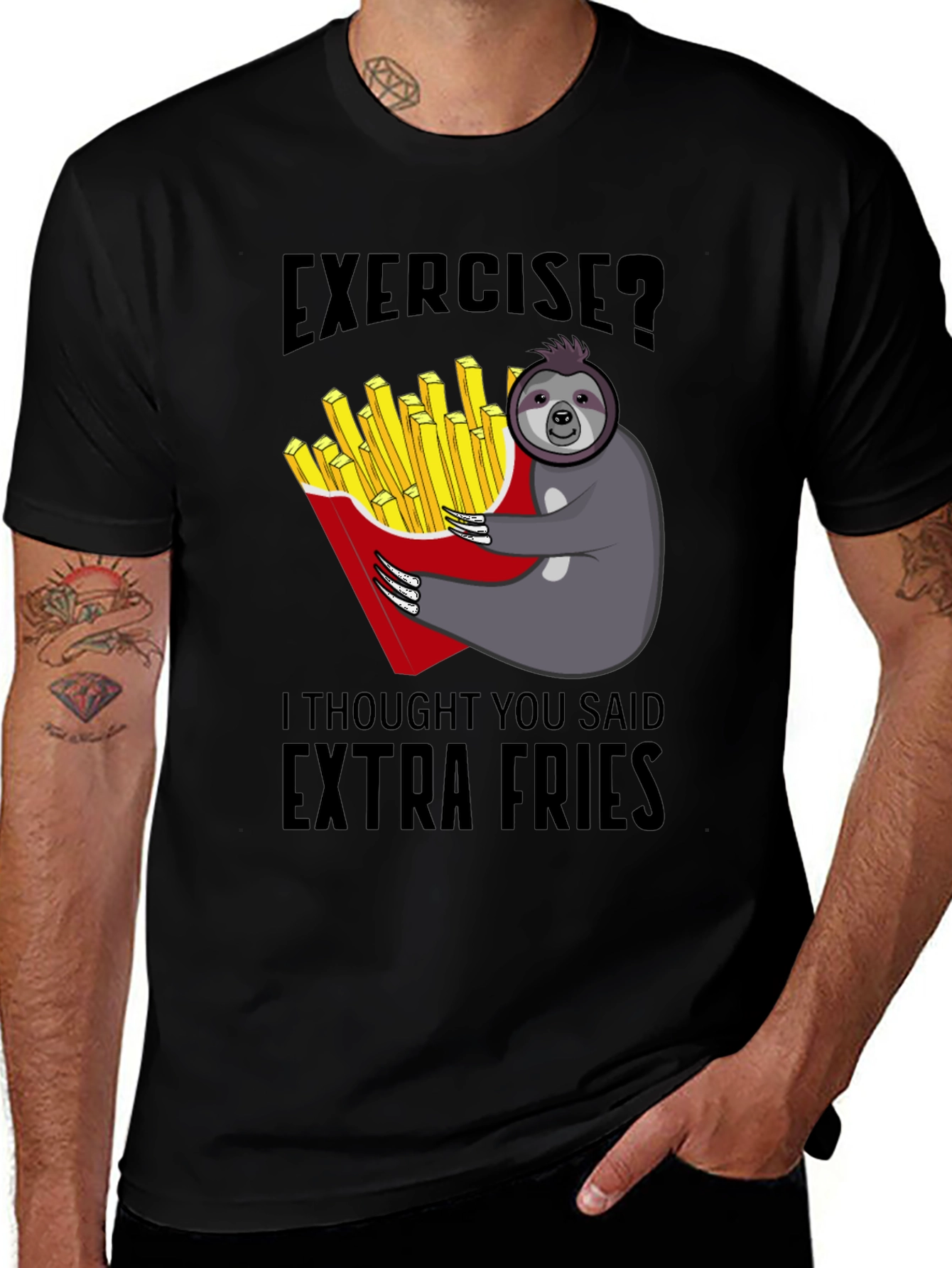 Variant 8 of Sloth Extra Fries T-Shirt Funny Graphic Tee