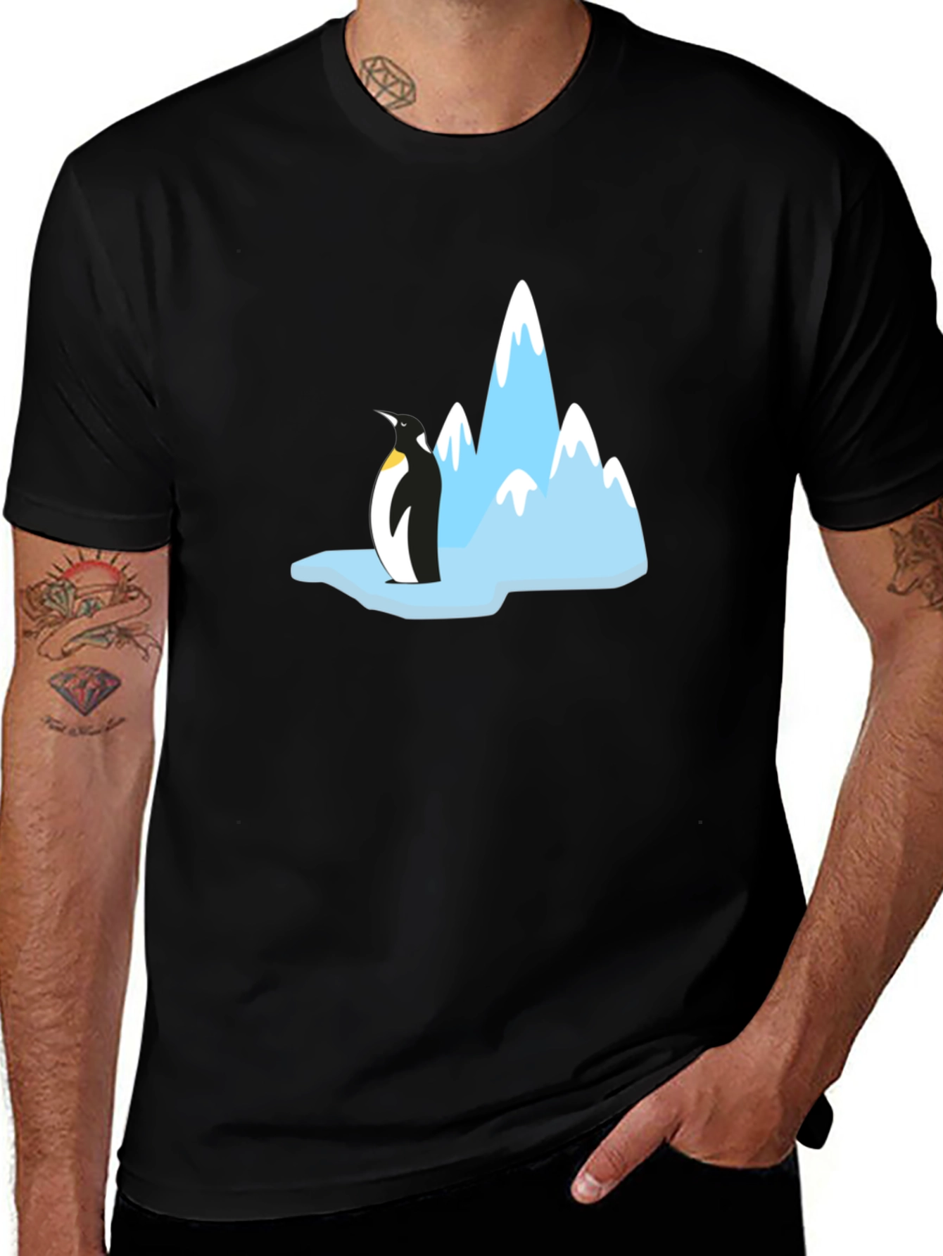 Variant 28 of Penguin & Mountain Graphic Tee - Black