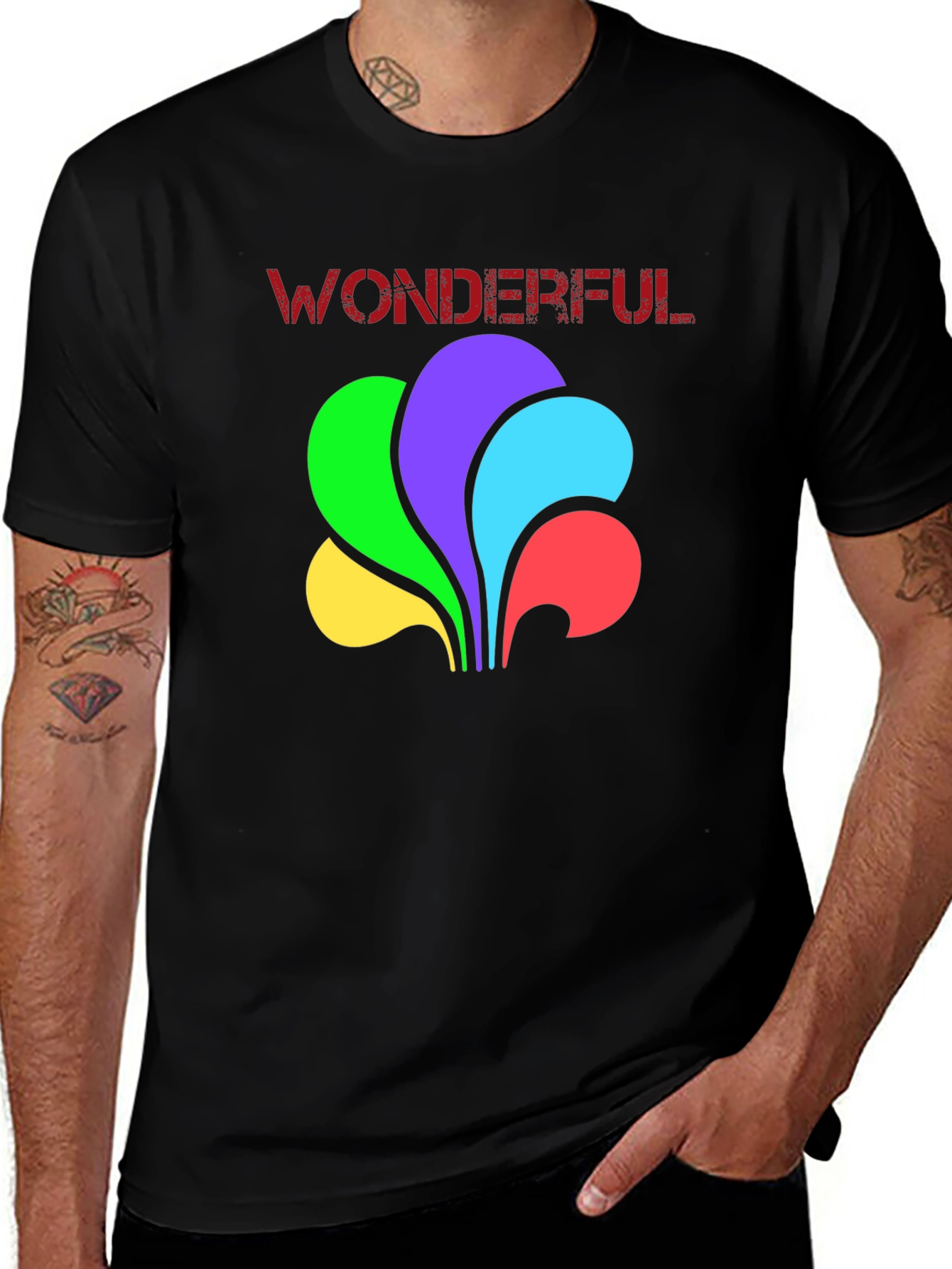 Variant 9 of Wonderful Retro Graphic Tee - Black Crewneck