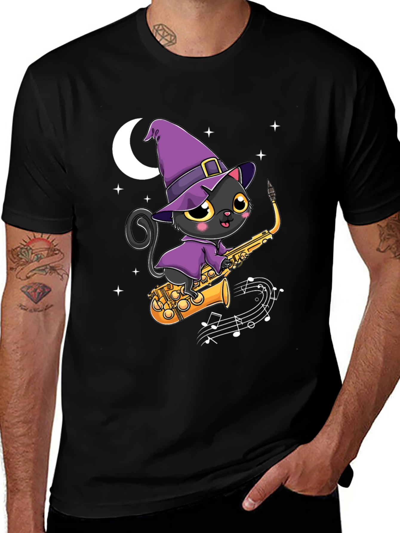 Witch Cat Saxophone T-Shirt