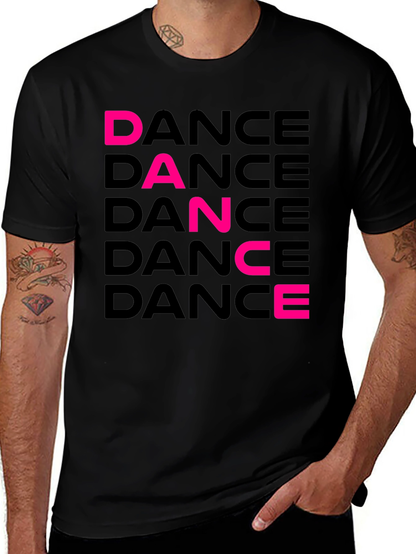 Variant 20 of Dance T-Shirt: Black Cotton Graphic Tee for Dance Lovers