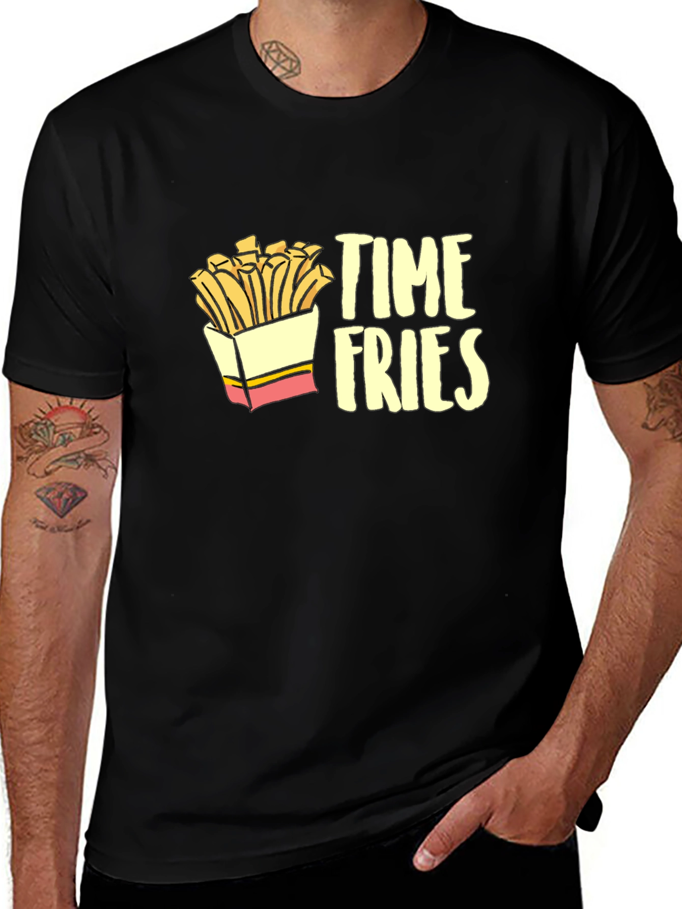 Variant 12 of Time Fries Men's Black Graphic T-Shirt
