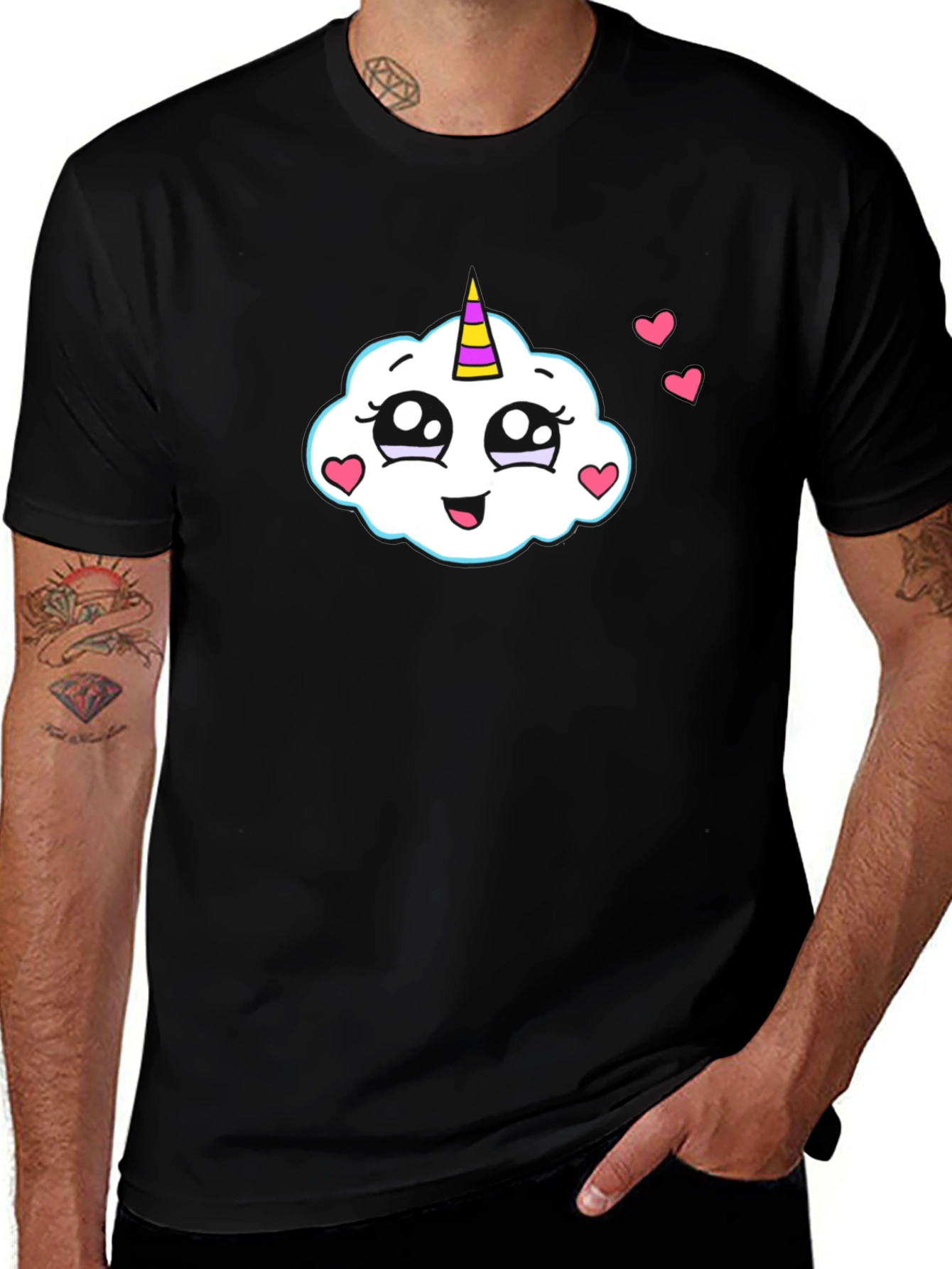 Variant 26 of Cute Cloud Unicorn Black T-Shirt