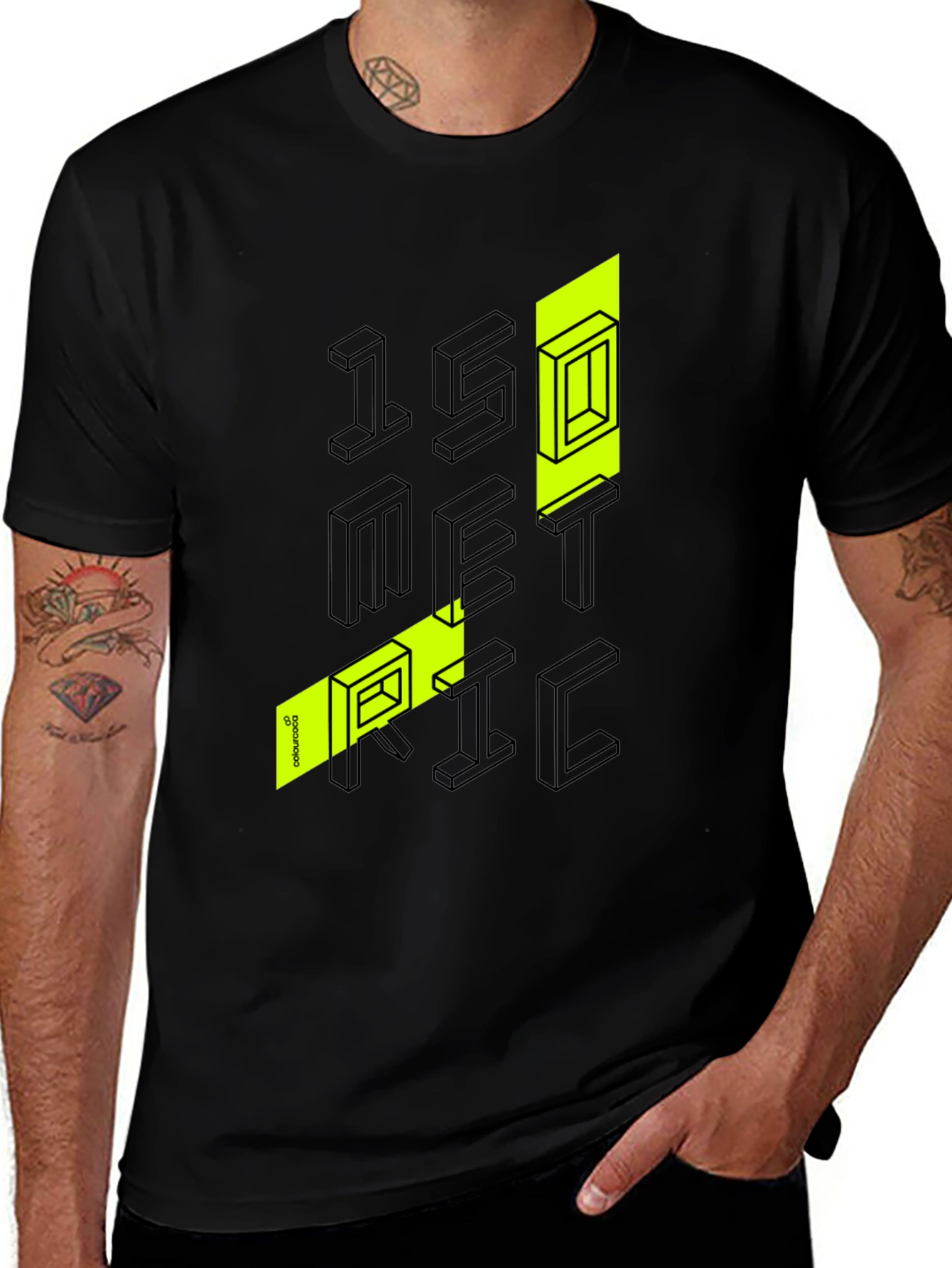 Variant 18 of Isometric Graphic Tee - Black Trendy Shirt