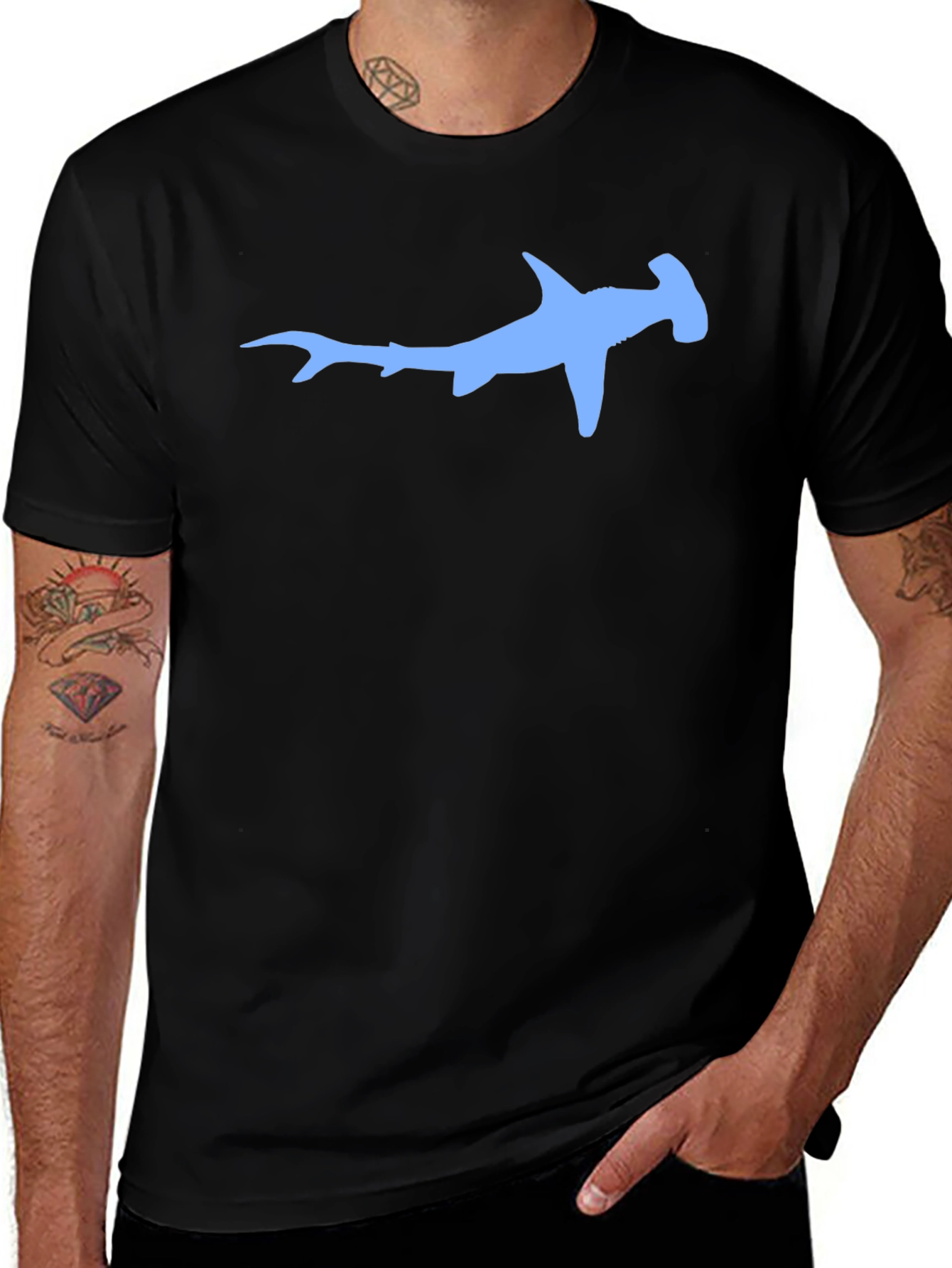 Variant 24 of Hammerhead Shark Graphic Tee - Casual Black T-Shirt