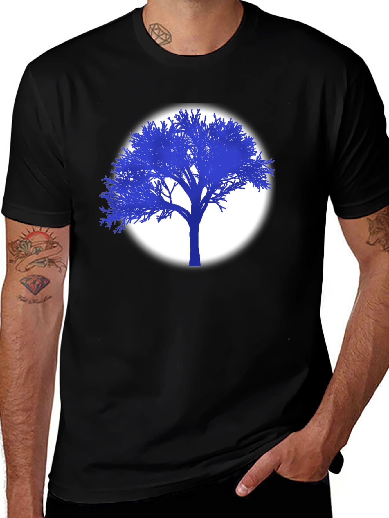 Variant 13 of Blue Tree Graphic Black T-Shirt