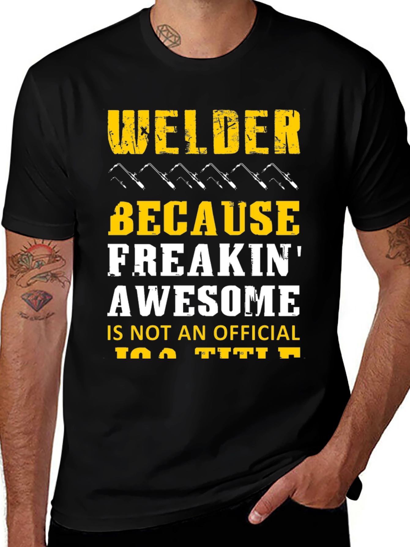 Welder Freakin' Awesome Black Graphic T-Shirt