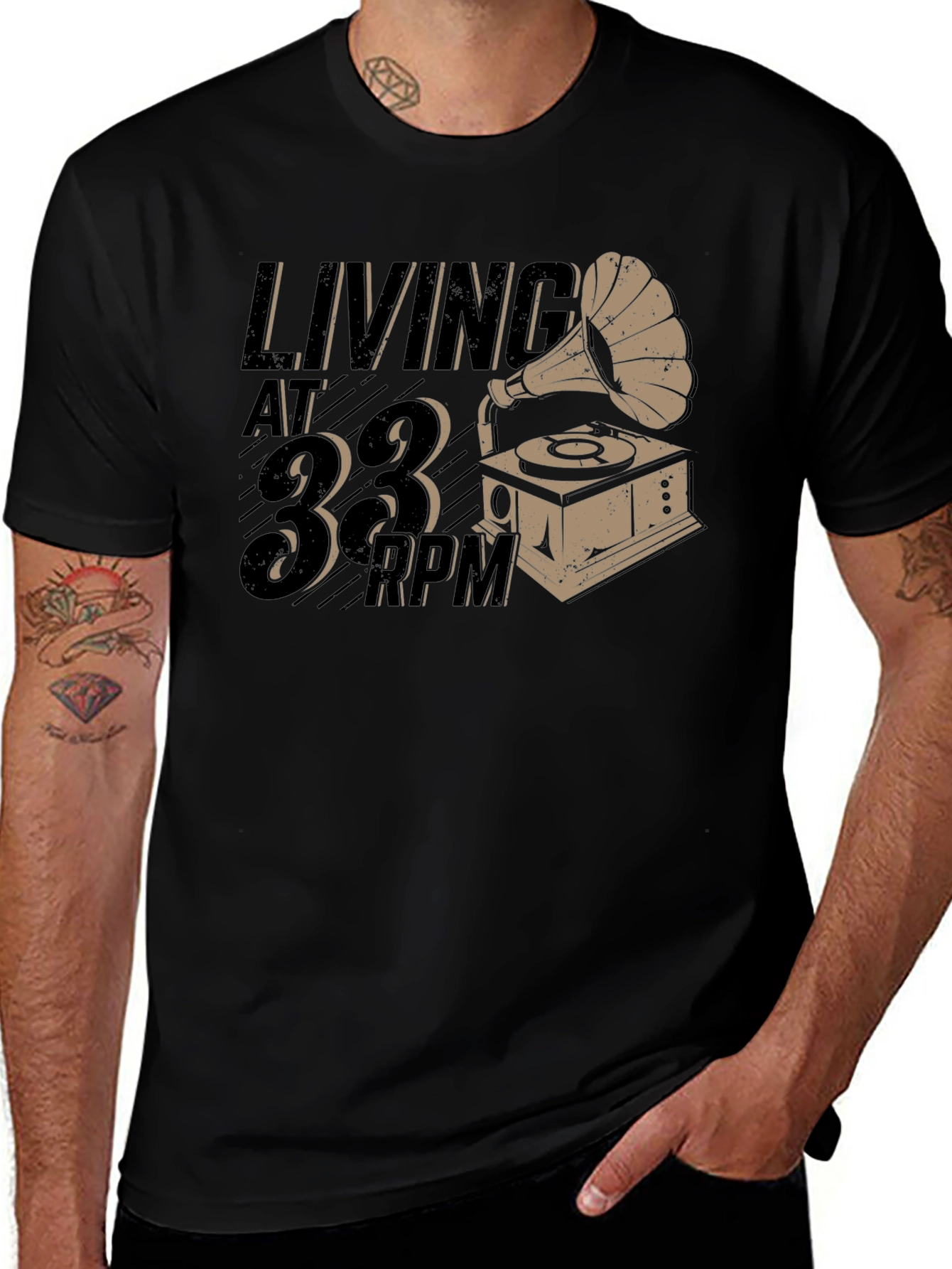 Variant 20 of Living at 33 RPM Black Graphic Tee