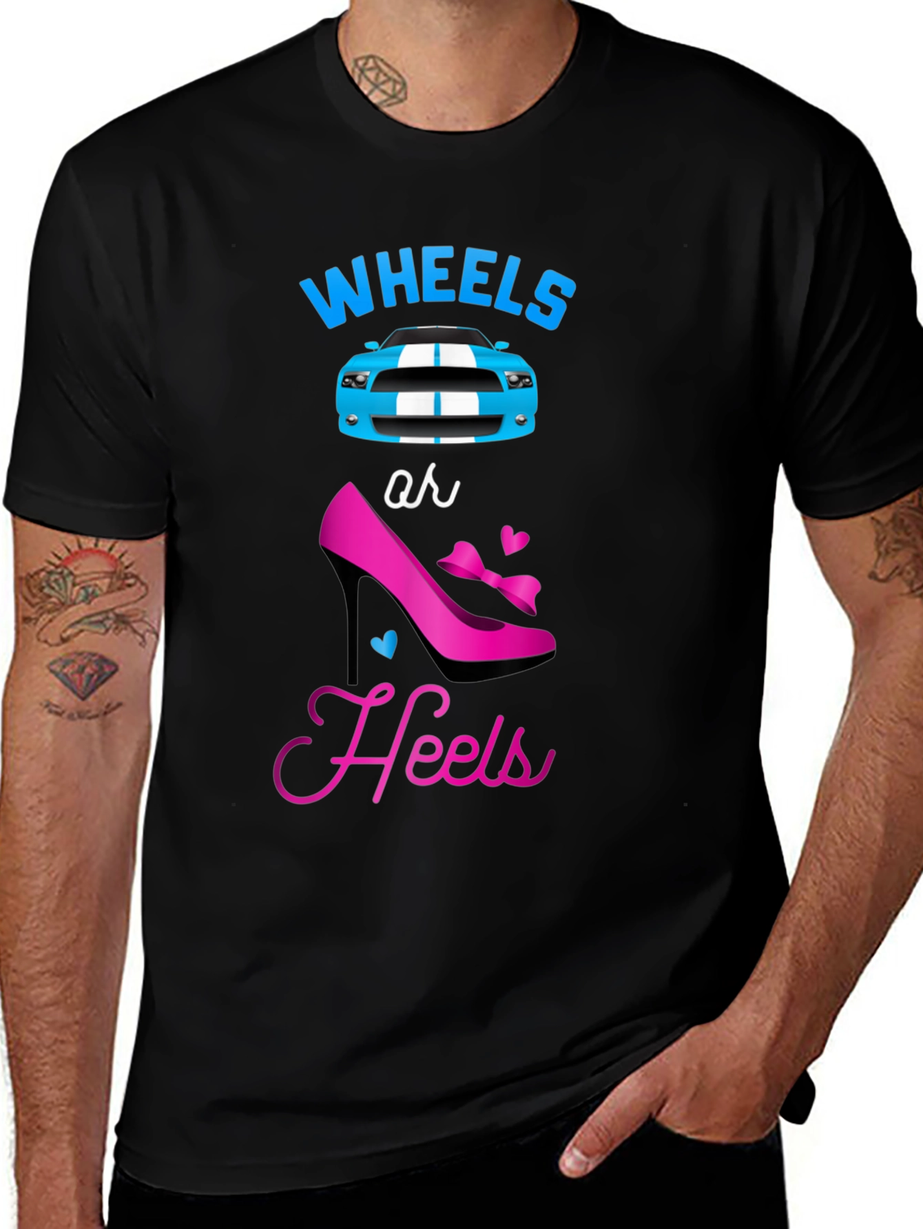 Variant 4 of Wheels or Heels Gender Reveal T-Shirt