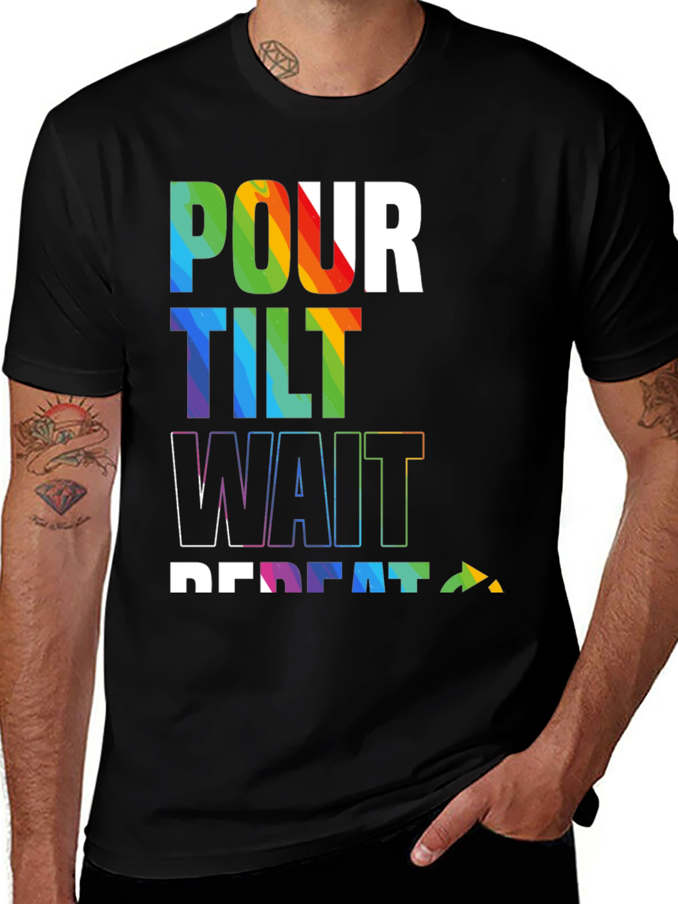 Variant 23 of Pour Tilt Wait Repeat Graphic Tee - Black