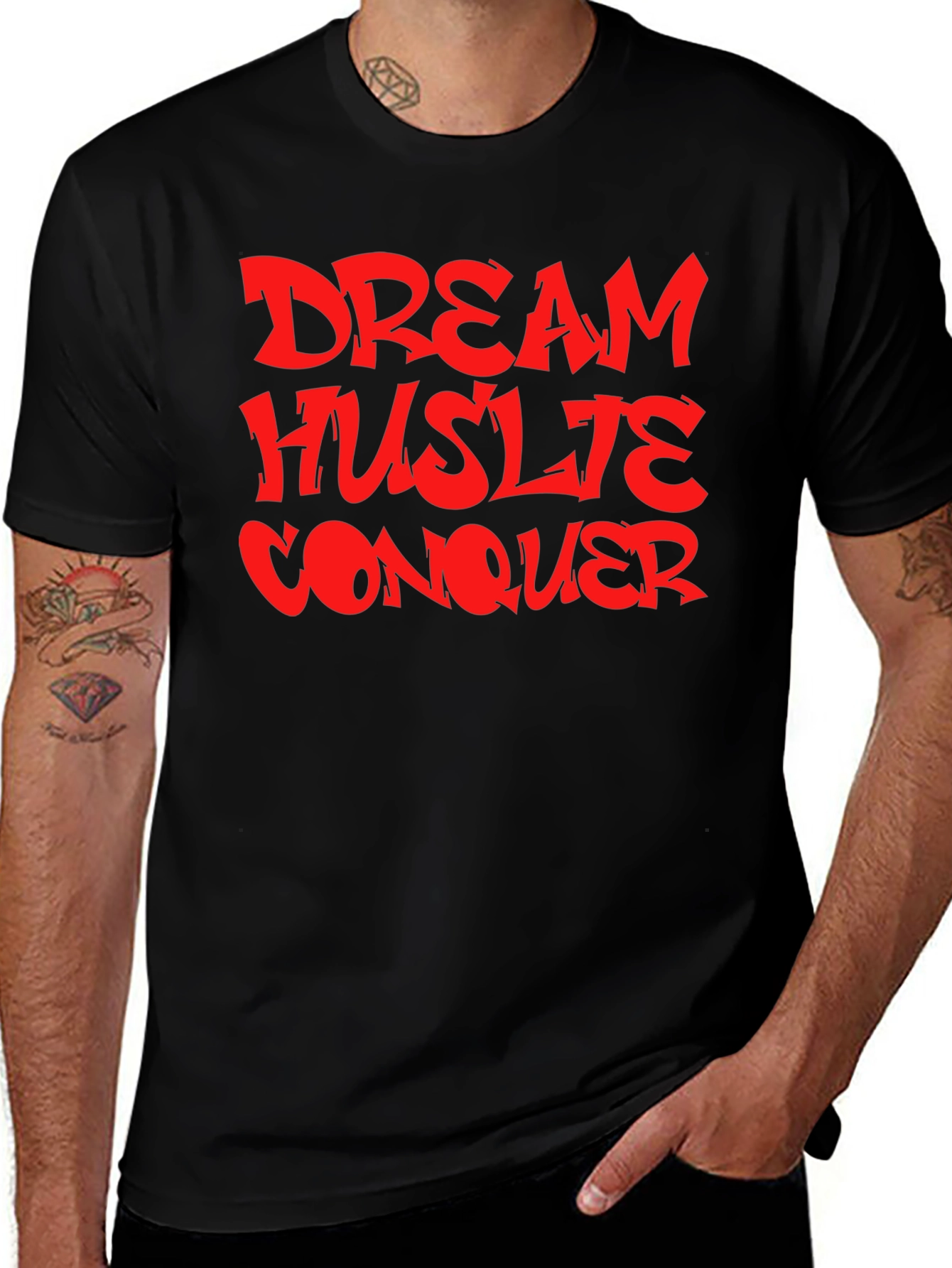 Variant 10 of Dream Hustle Conquer Black Graphic Tee