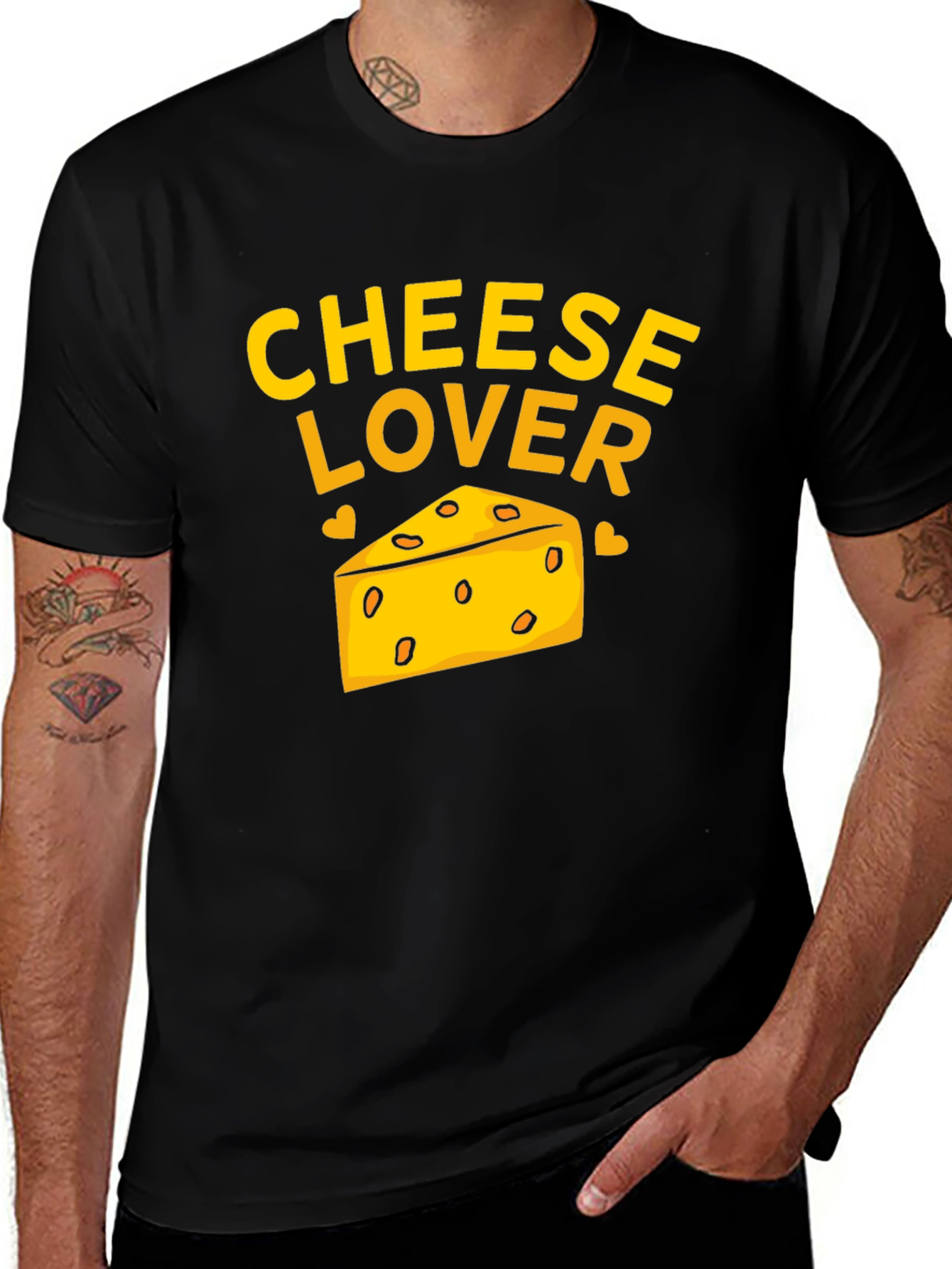 Variant 19 of Cheese Lover T-Shirt - Black, Graphic Tee