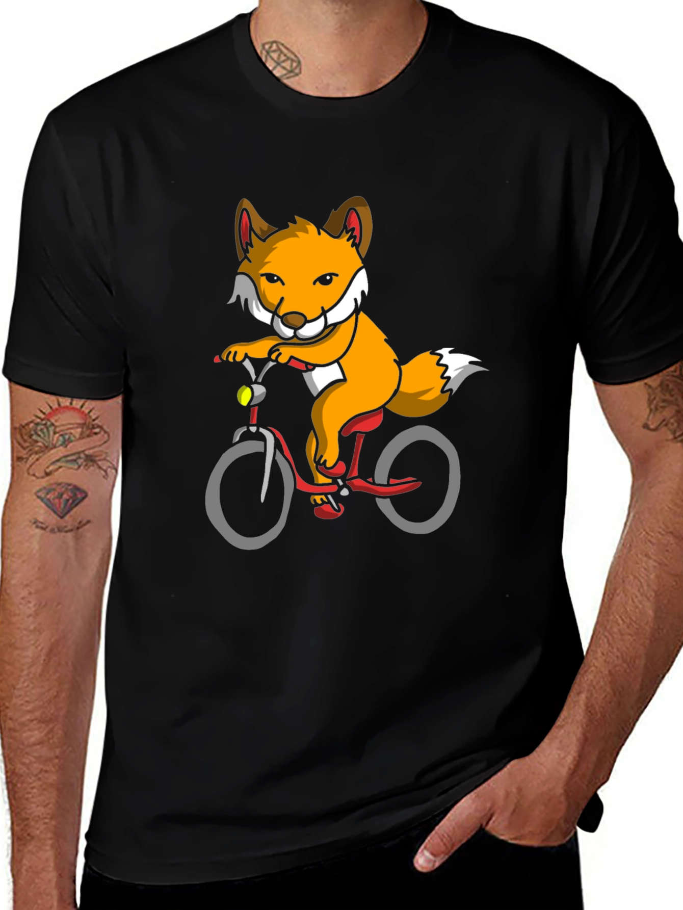 Variant 19 of Fox on Bike Graphic Tee - Black T-Shirt
