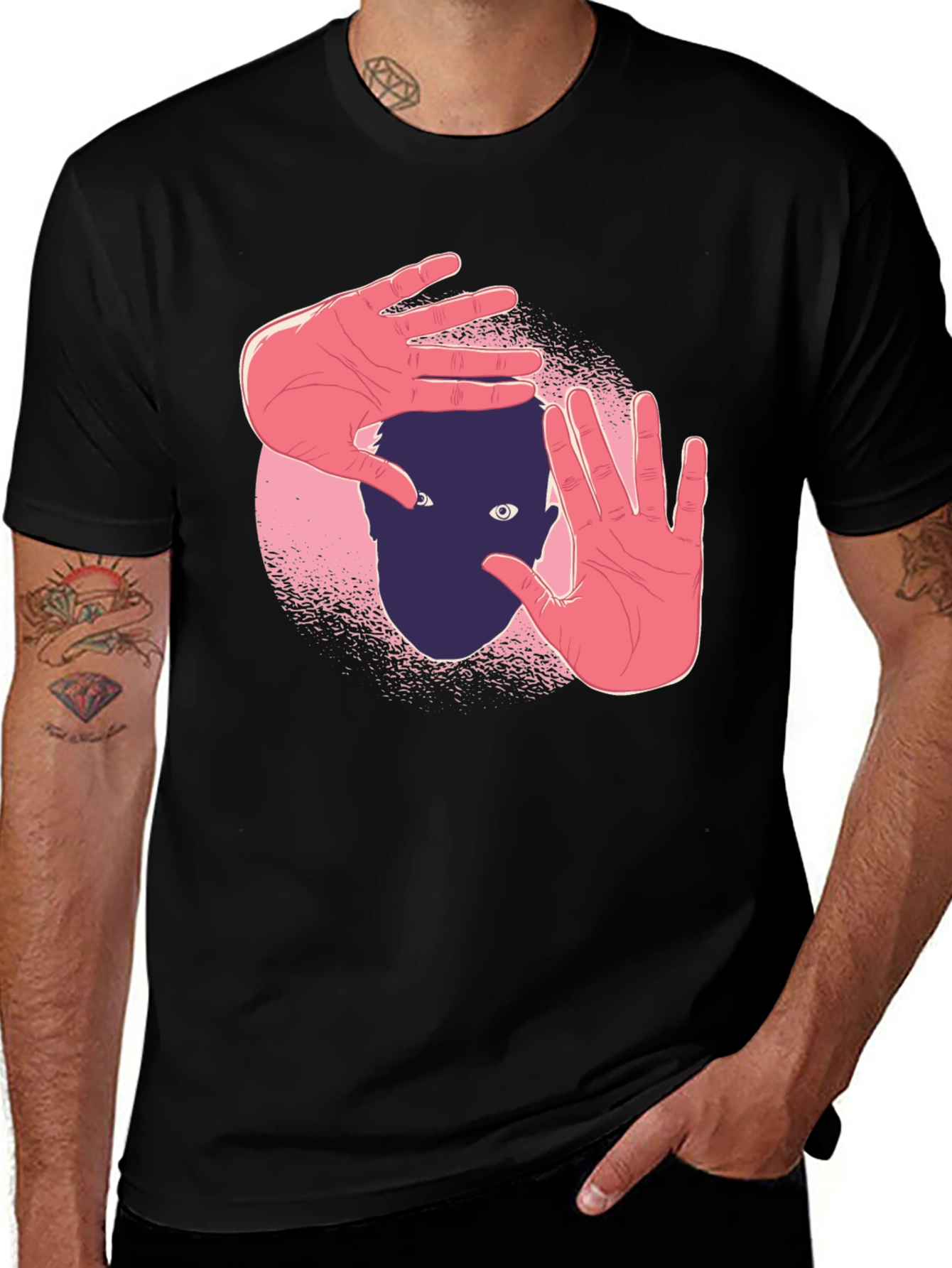 Variant 8 of Abstract Hands Graphic Black T-Shirt