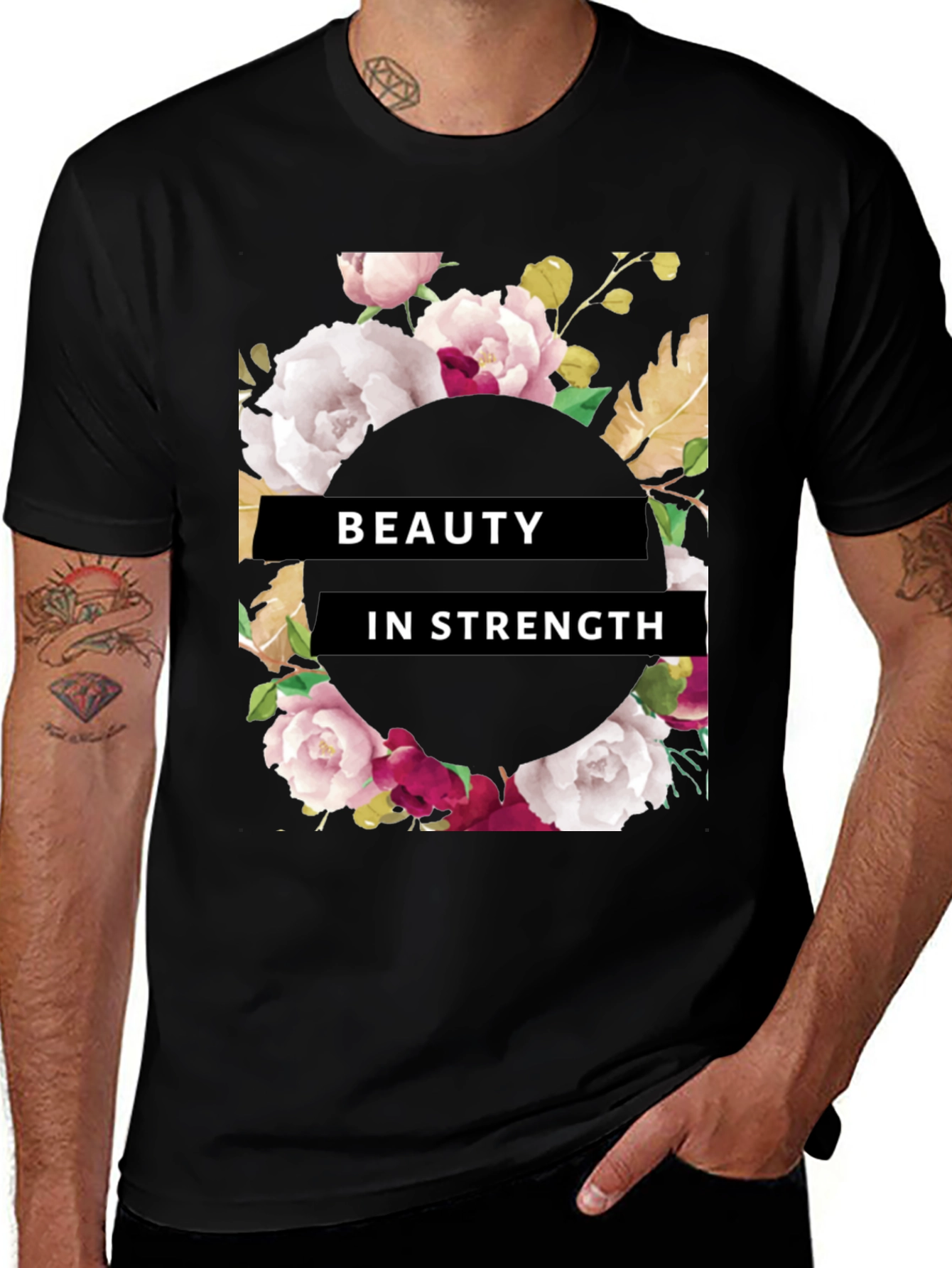 Variant 19 of Beauty in Strength Floral Graphic Tee - Black