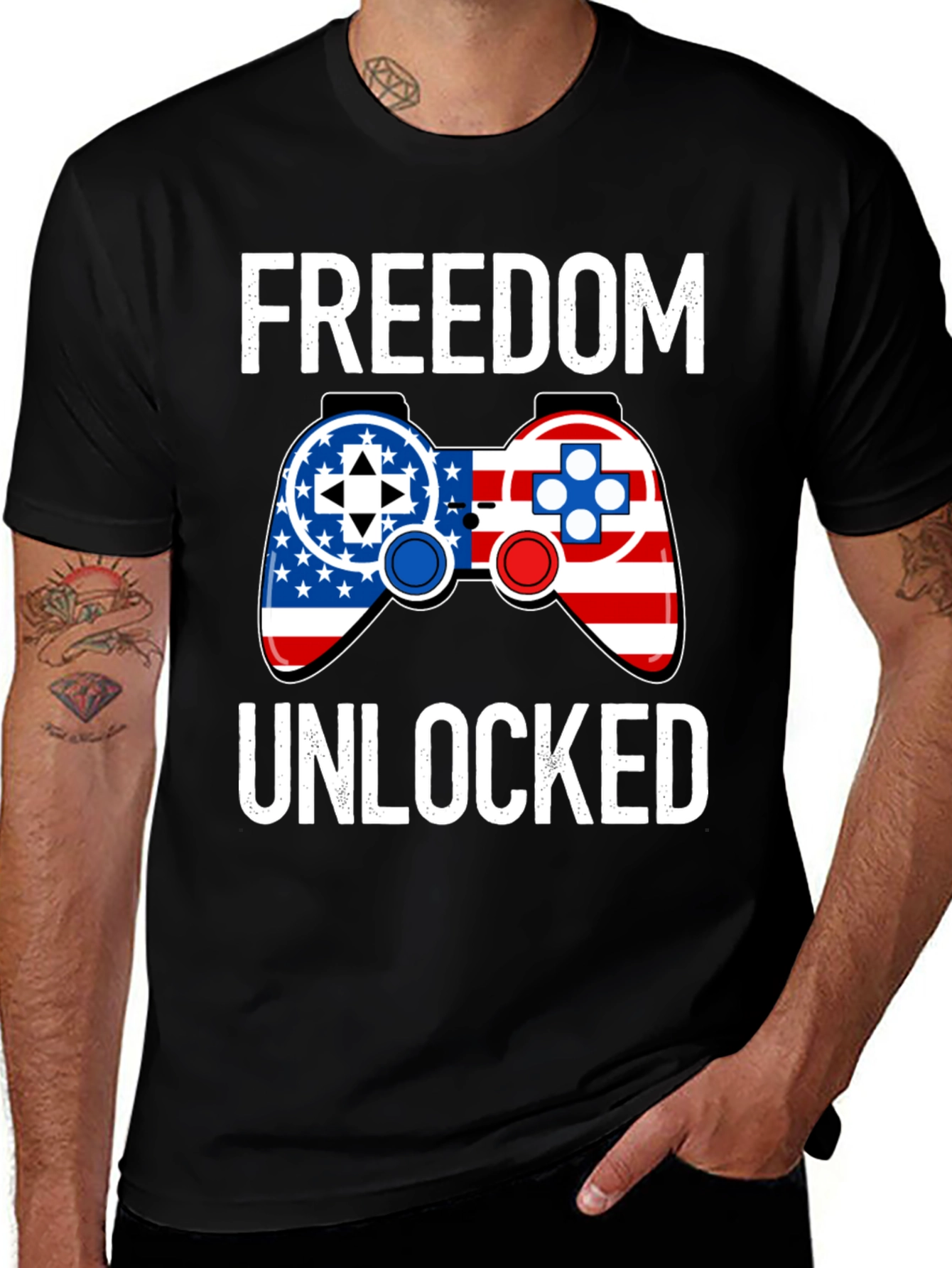 Variant 7 of Freedom Unlocked Gaming Patriotic T-Shirt