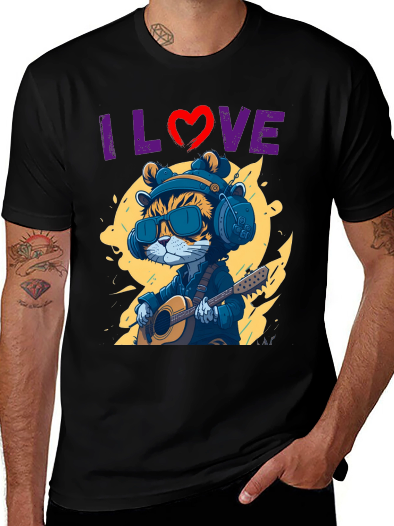 Variant 11 of I Love Music Cat T-Shirt