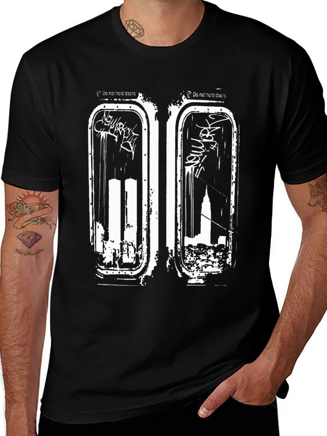 Variant 16 of Subway Doors Graphic T-Shirt - Black