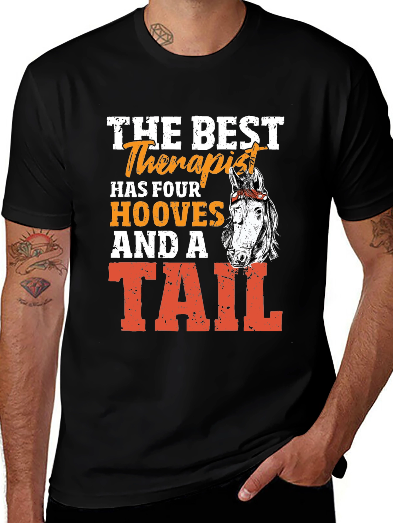 Variant 17 of Best Therapist Horse Lover Black T-Shirt