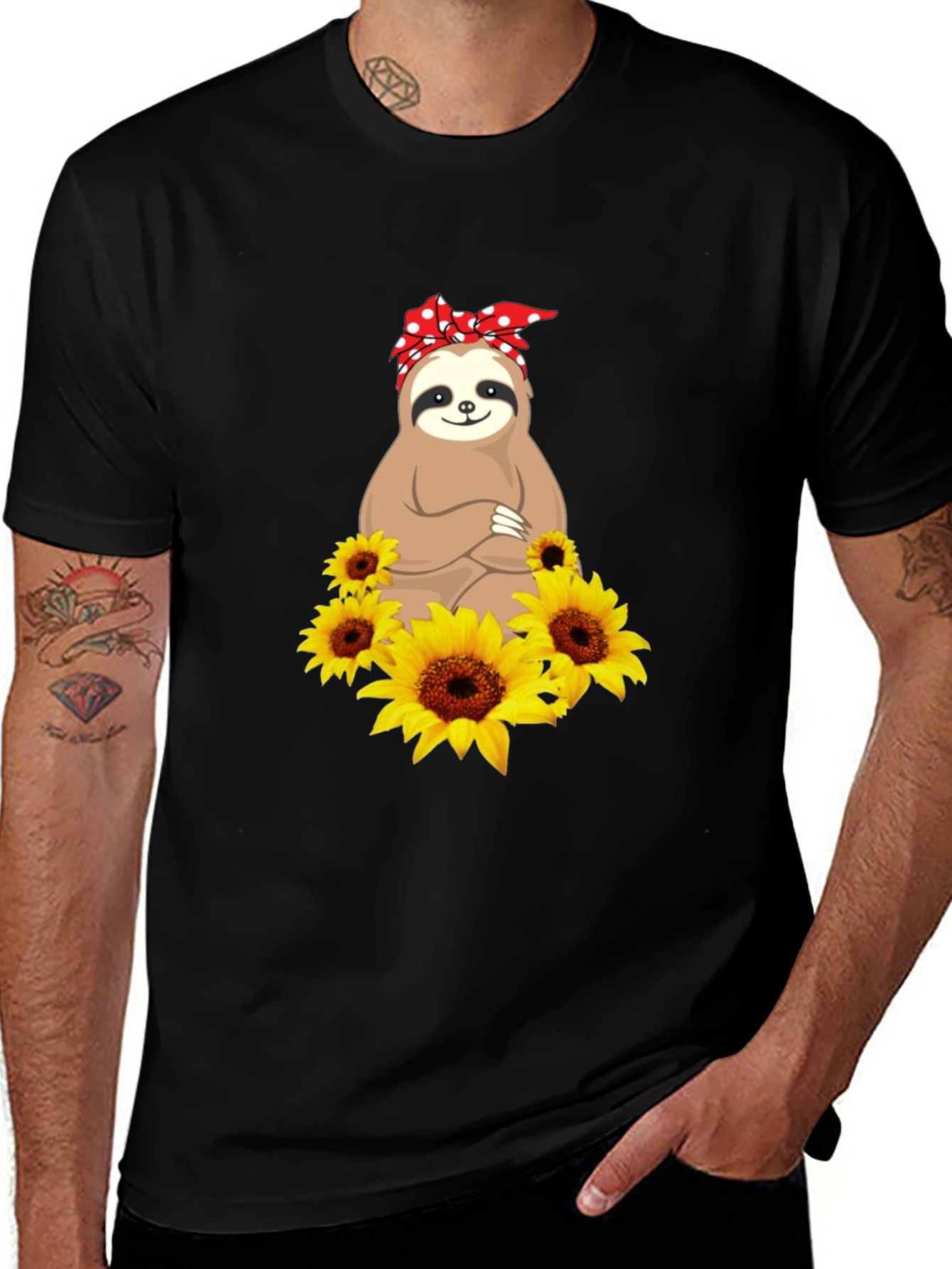 Variant 15 of Sloth Sunflower Bandana Graphic T-Shirt