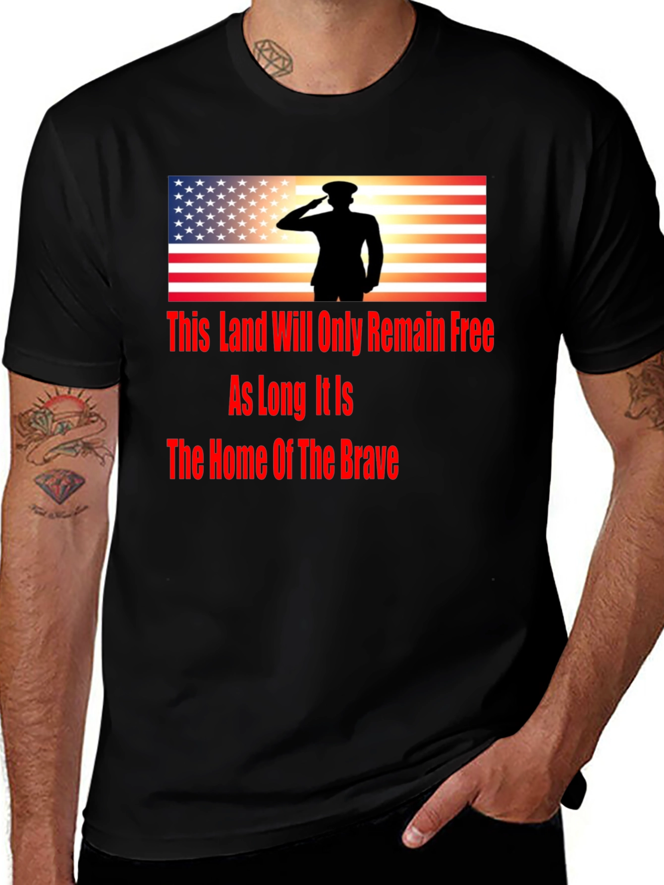 Patriotic "Home of the Brave" Graphic T-Shirt