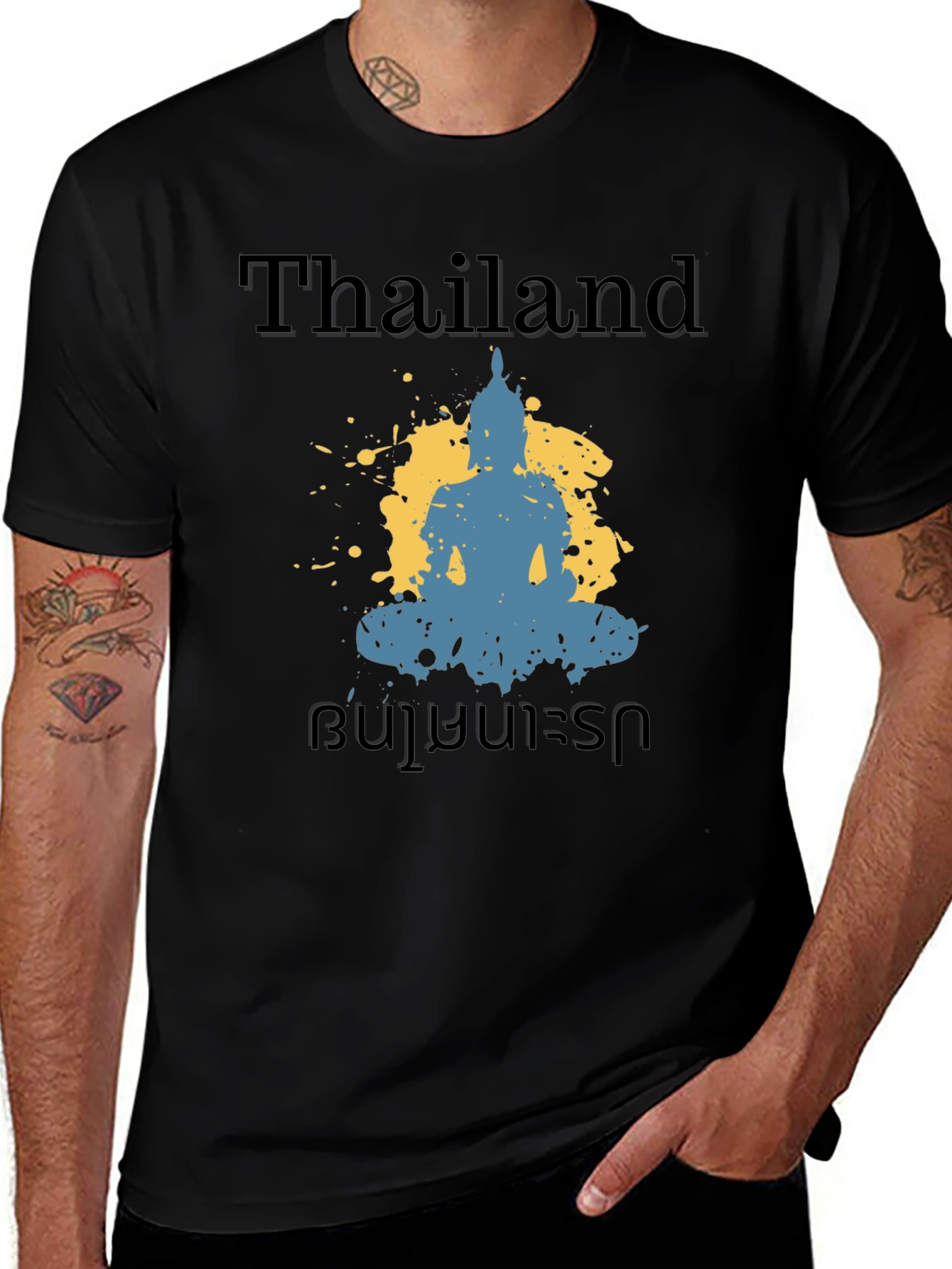 Thailand Buddha Graphic Tee - Black