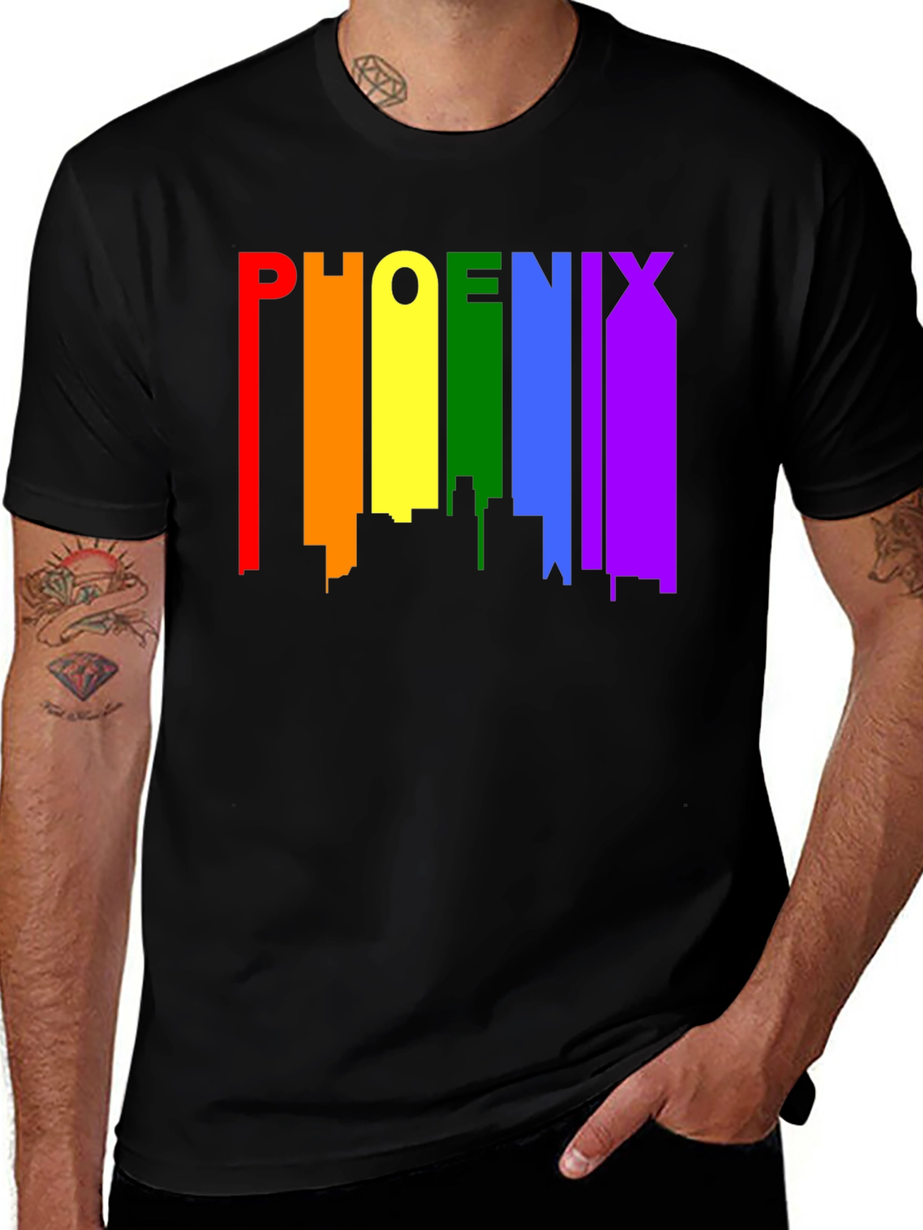 Phoenix Pride Skyline T-Shirt - Rainbow Colors