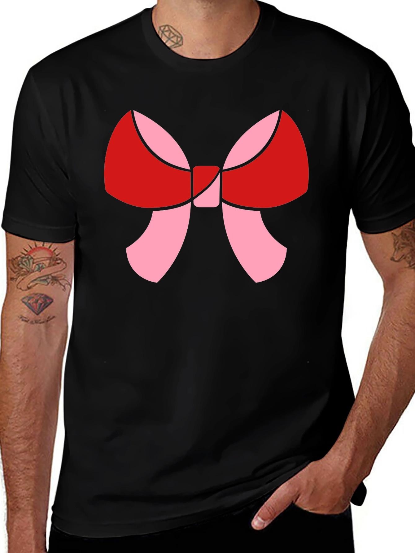 Bow Graphic Black T-Shirt | Stylish Casual Tee