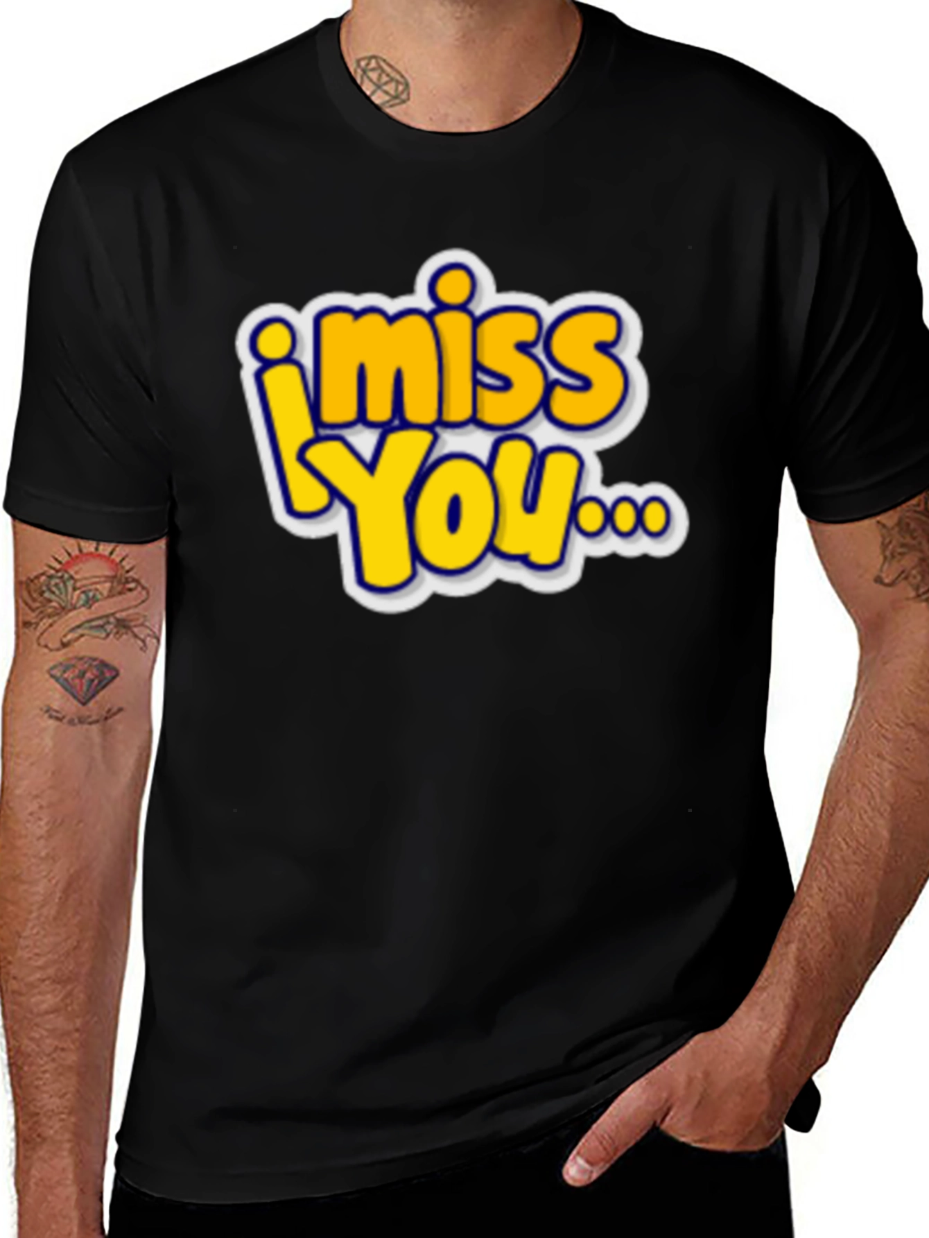 Variant 2 of I Miss You Graphic T-Shirt - Black