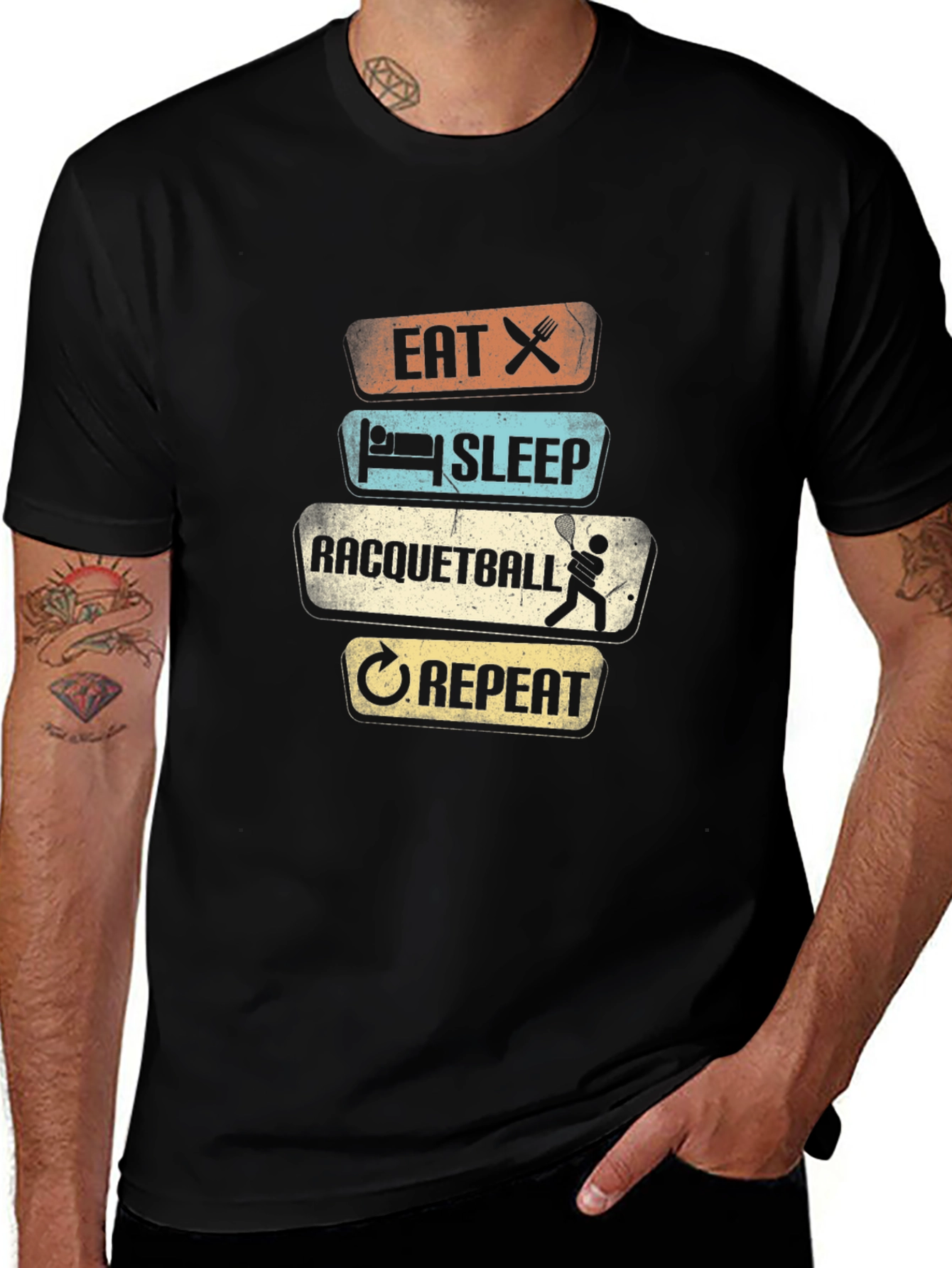 Variant 9 of Eat Sleep Racquetball Repeat Graphic T-Shirt
