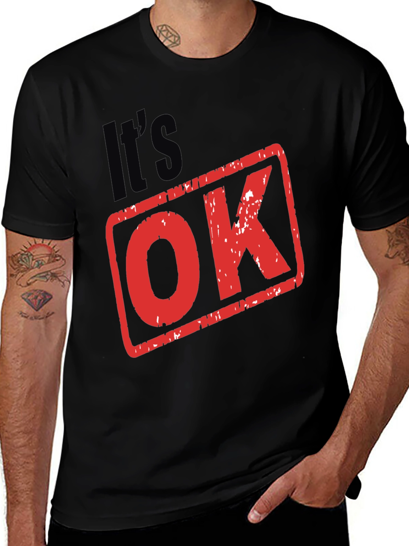 Variant 14 of It's OK T-Shirt Black Cotton Graphic Tee Casual Wear