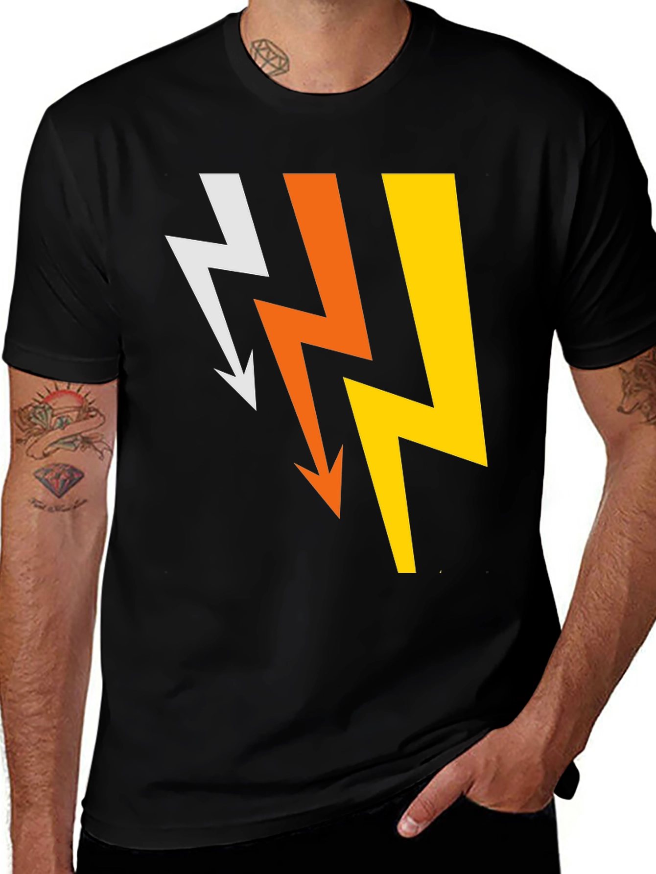 Variant 10 of Lightning Bolt Graphic Tee - Men's Black T-Shirt