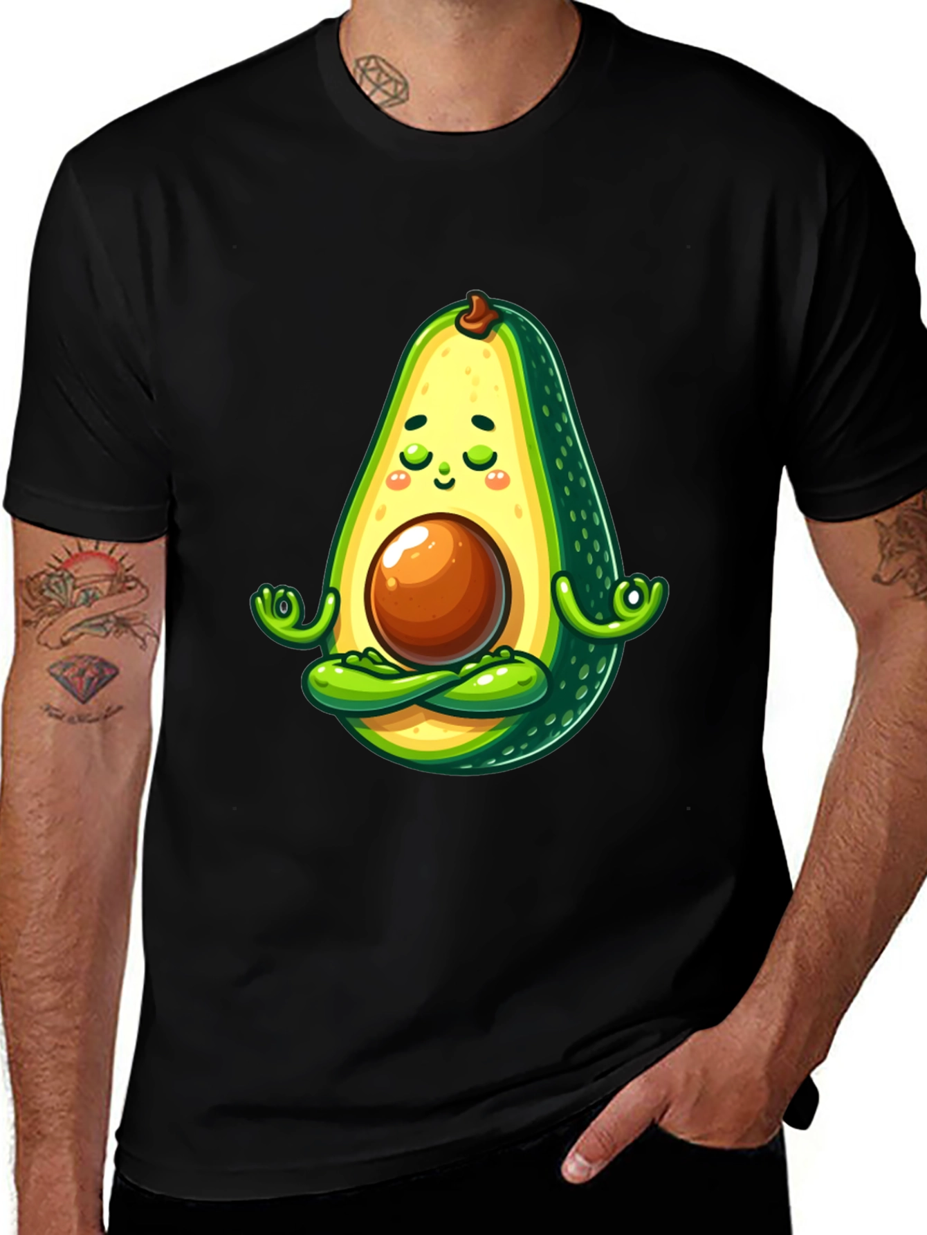 Variant 27 of Zen Avocado T-Shirt - Meditating Fruit
