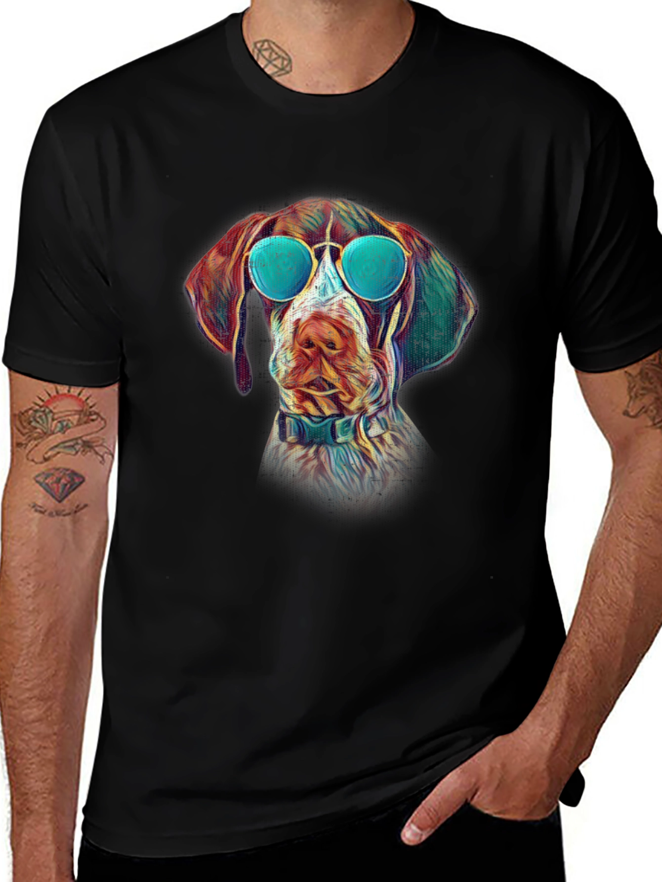 Variant 21 of Cool Dog T-Shirt - Graphic Tee with Dog Wearing Sunglasses