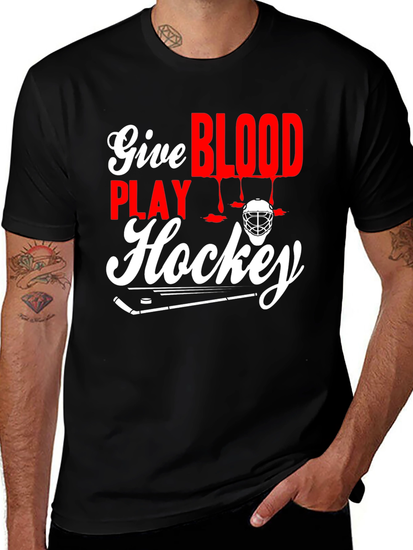 Give Blood Play Hockey Graphic Tee