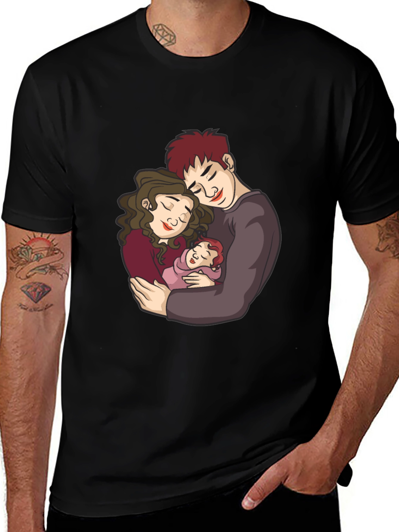 Family Love Graphic Tee - Soft Black Cotton Blend