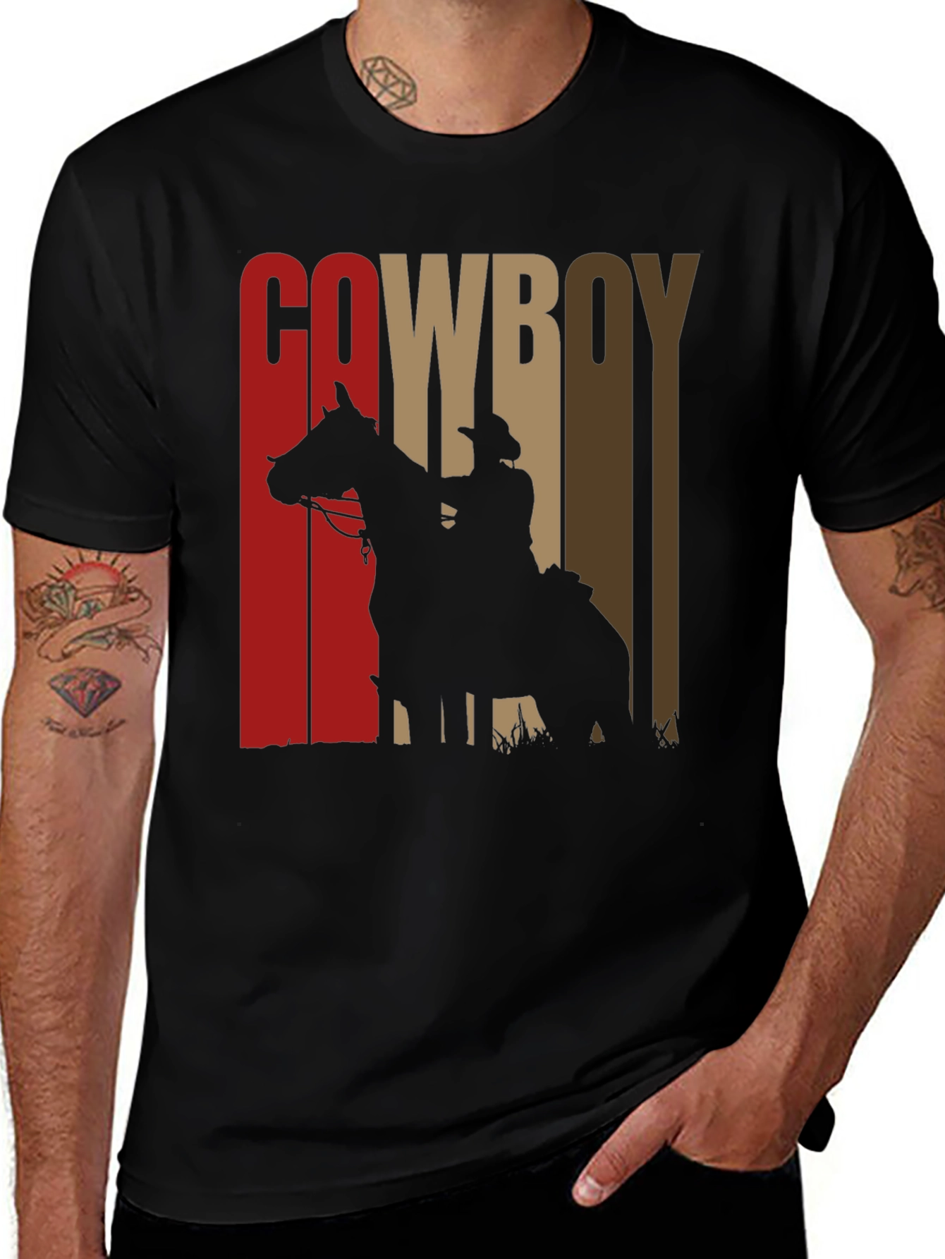 Variant 12 of Cowboy Silhouette Graphic Print Tee