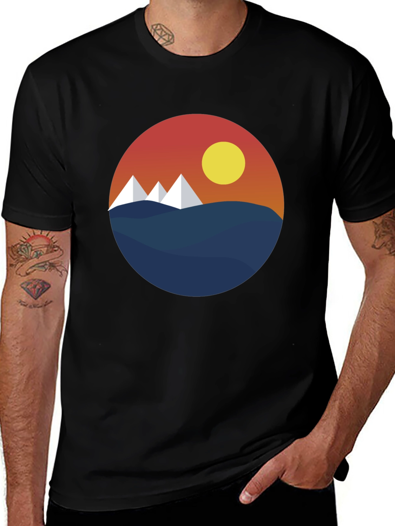 Variant 15 of Mountain Sunset Graphic Tee - Modern Minimalist Design