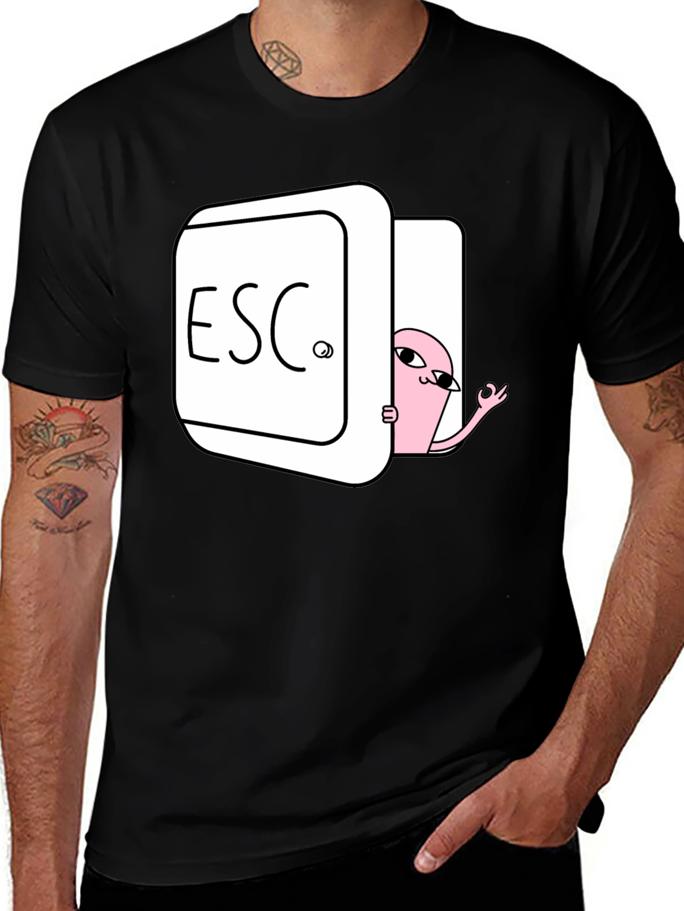 Escape Key Graphic T-Shirt - Pink Character Design