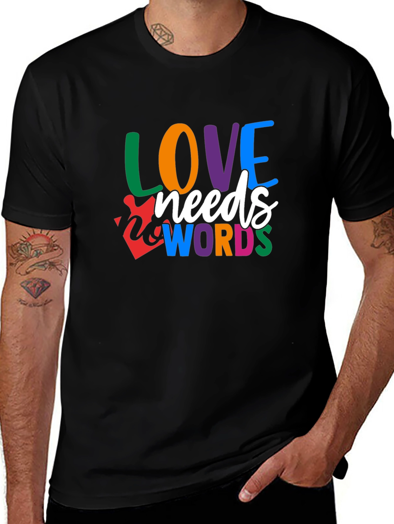 Variant 25 of Love Needs Words Autism Awareness T-Shirt