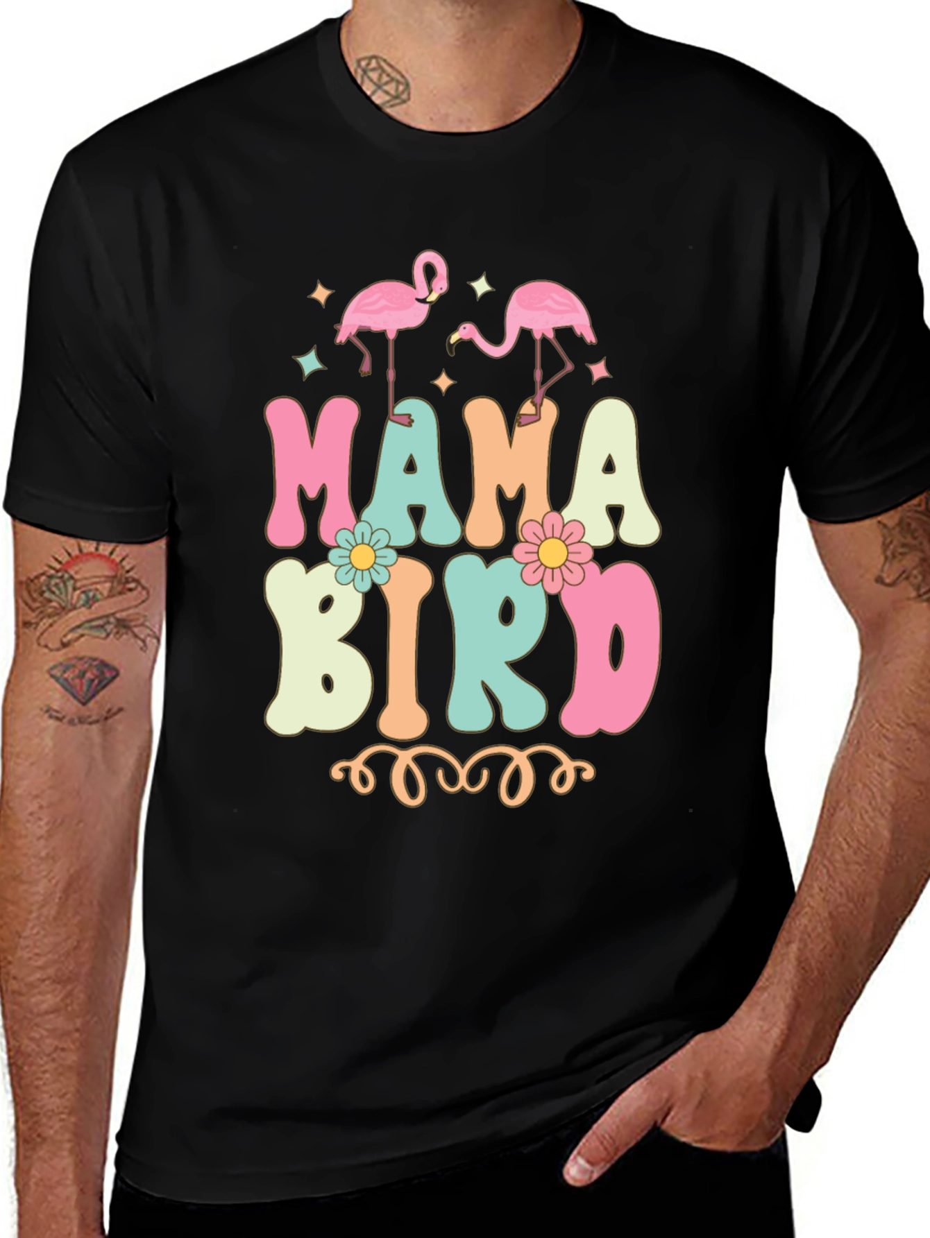 Mama Bird T-Shirt Retro Flamingo Tee