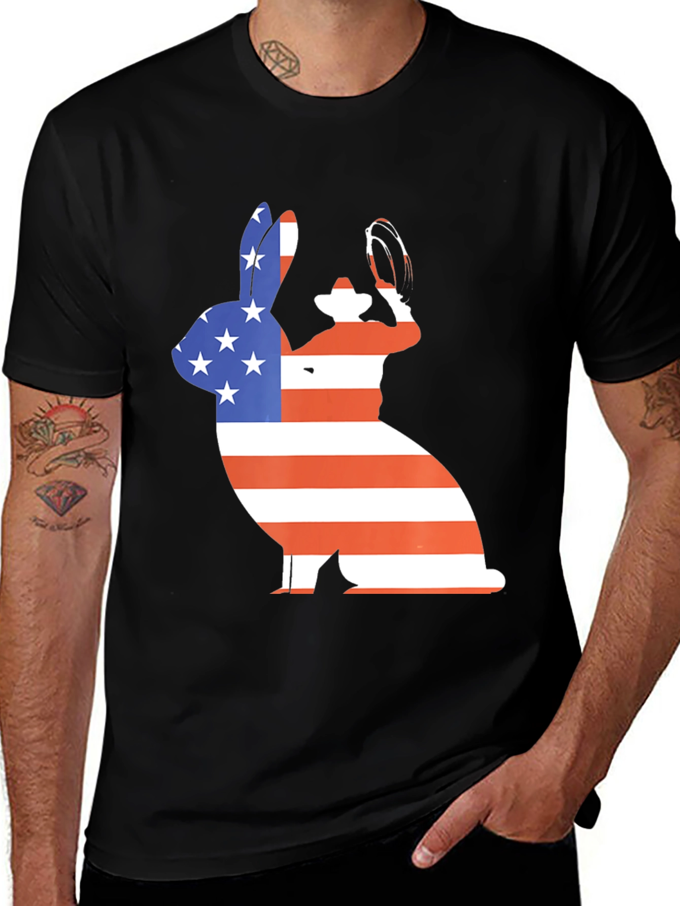 Variant 30 of Patriotic Bunny T-Shirt - American Flag Rabbit Tee