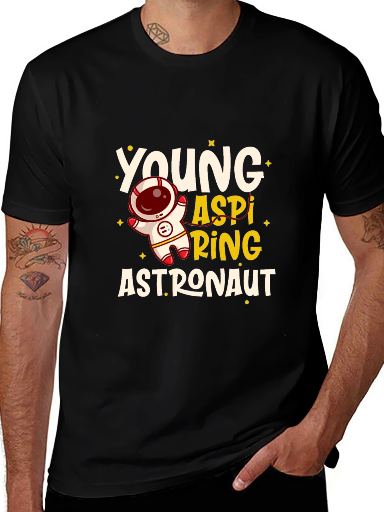 Variant 23 of Young Aspiring Astronaut Graphic Tee - Black Cotton