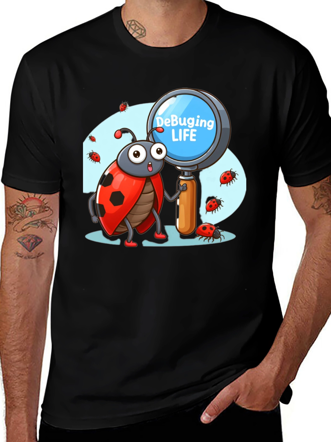 Variant 29 of Debugging Life Cartoon Graphic T-Shirt