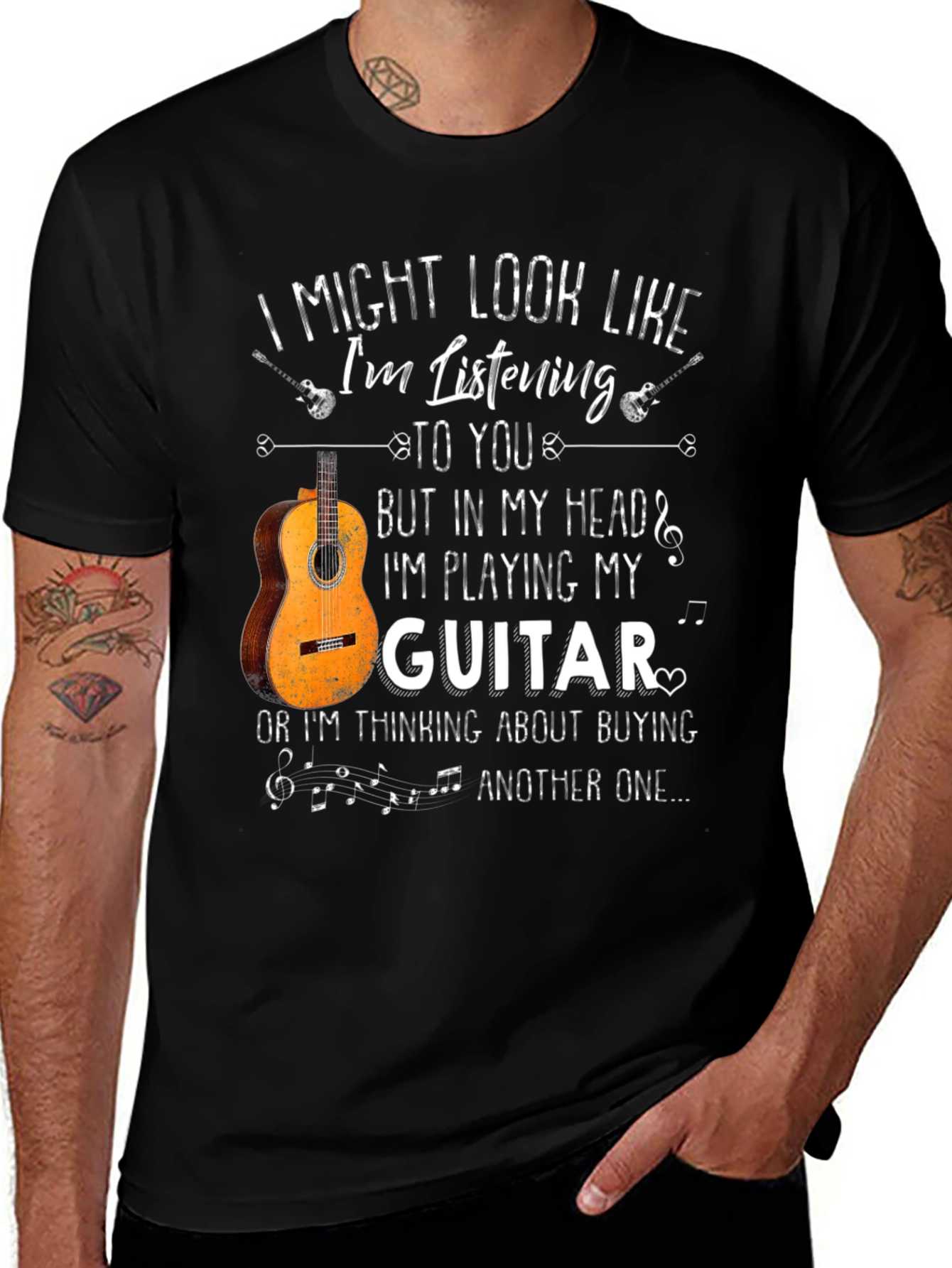 Variant 11 of I Might Look Like I'm Listening Guitar T-Shirt