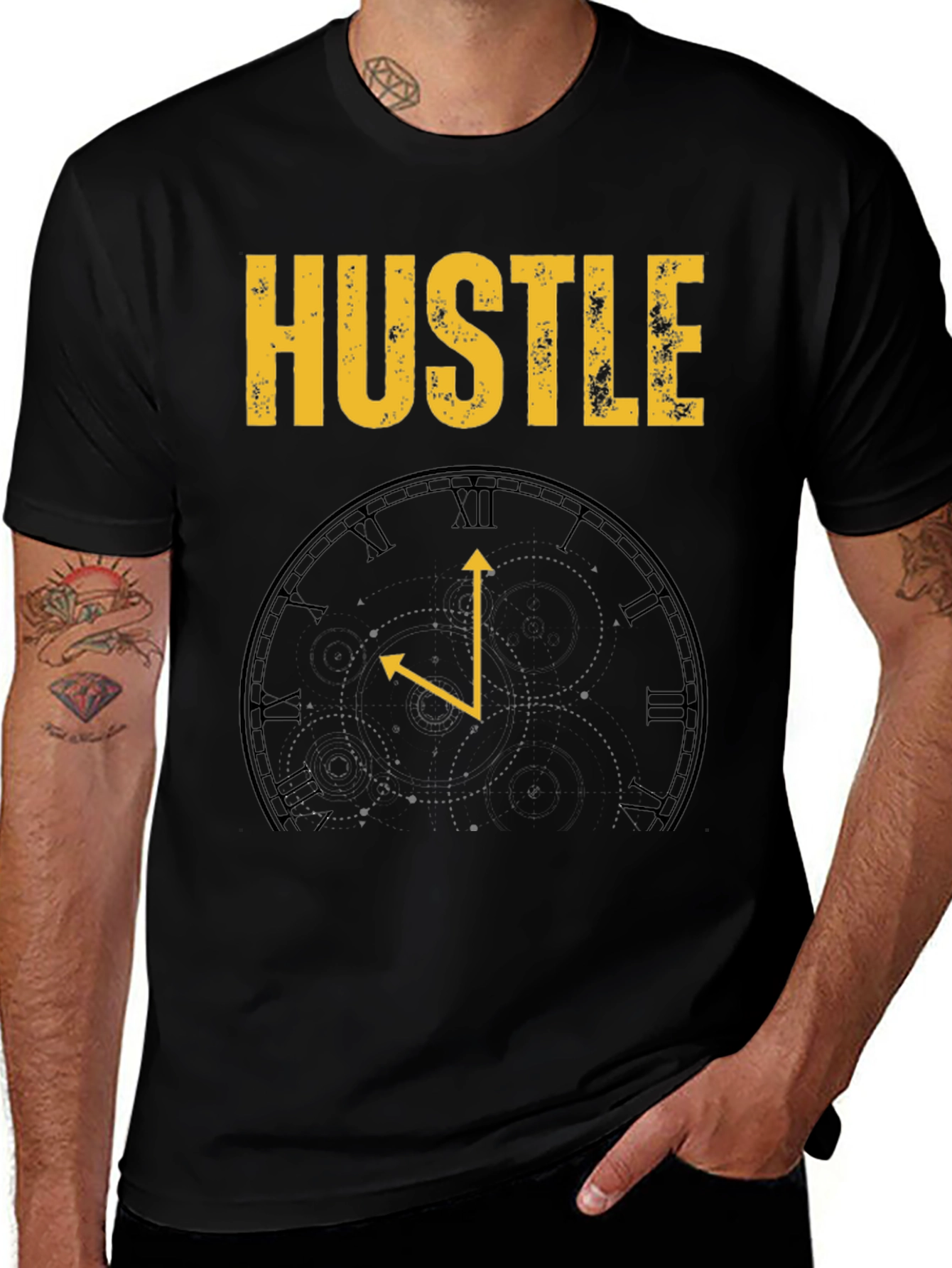 Variant 2 of Hustle Time Black Graphic Tee