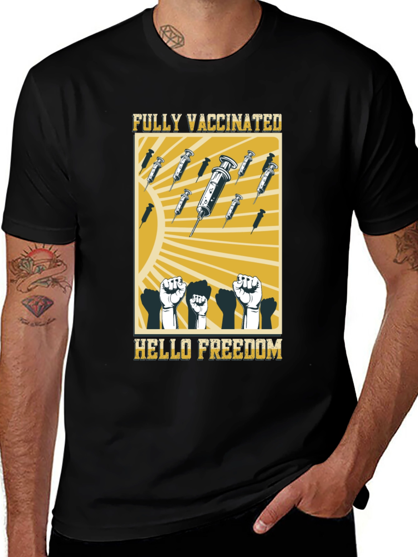Variant 16 of Fully Vaccinated Hello Freedom T-Shirt